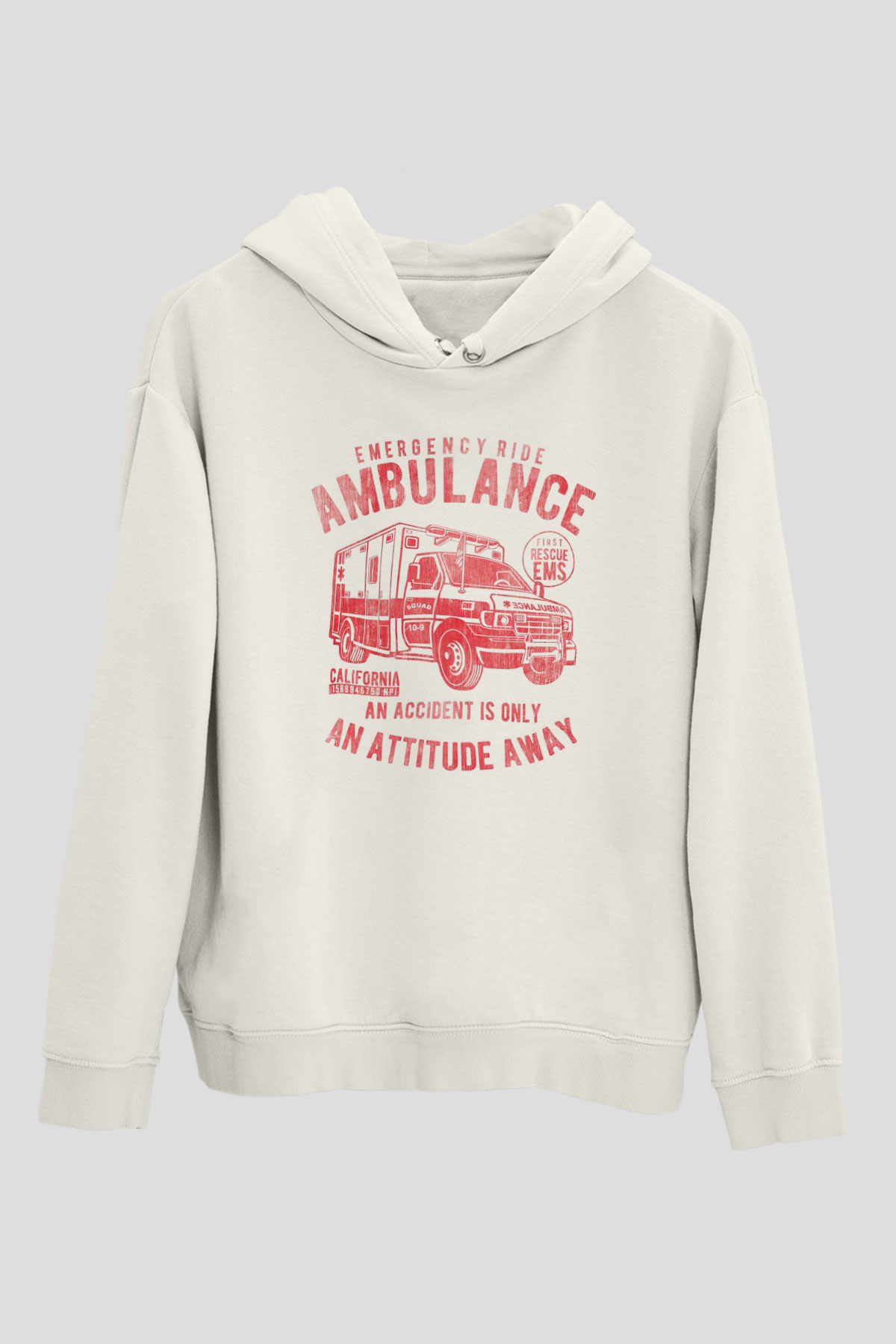 Ambulans şoförü Beyaz Unisex Kapüşonlu Sweatshirt