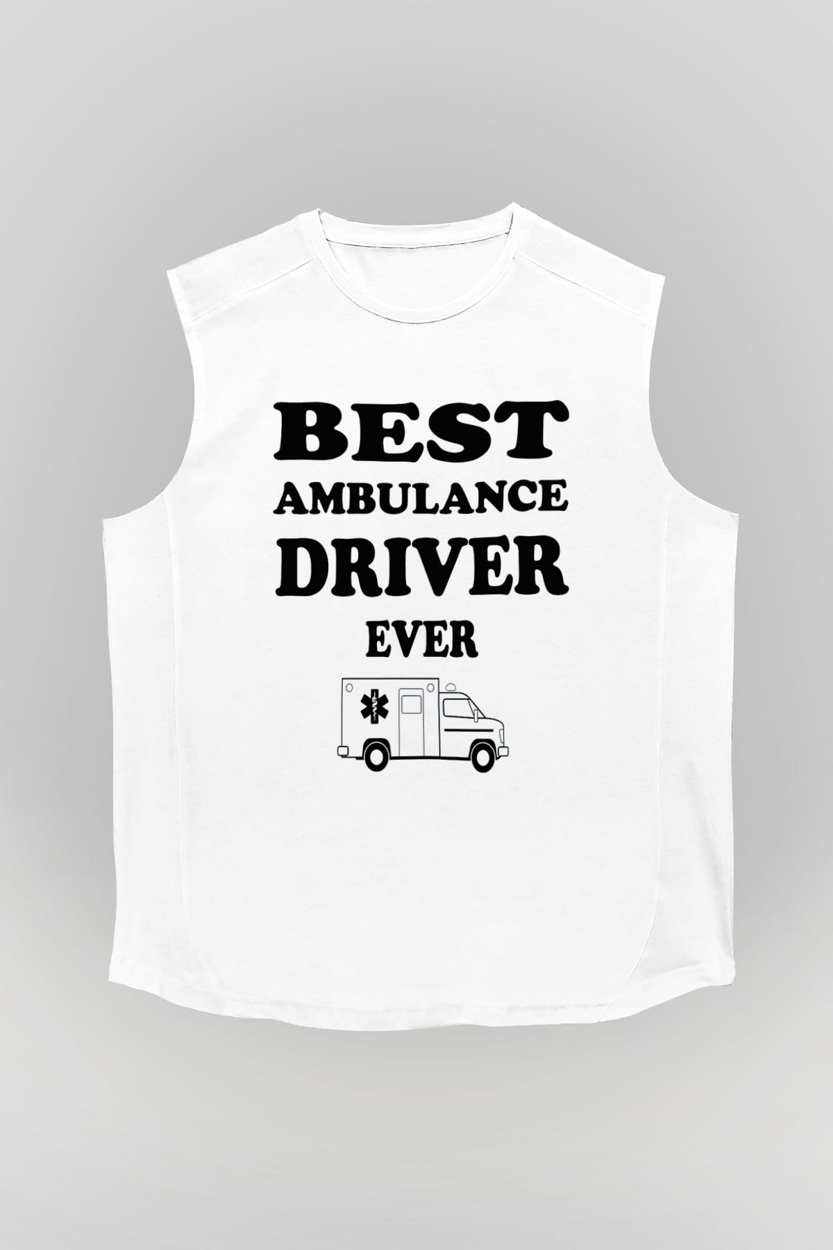Ambulans şoförü Beyaz Unisex Kolsuz Tişört