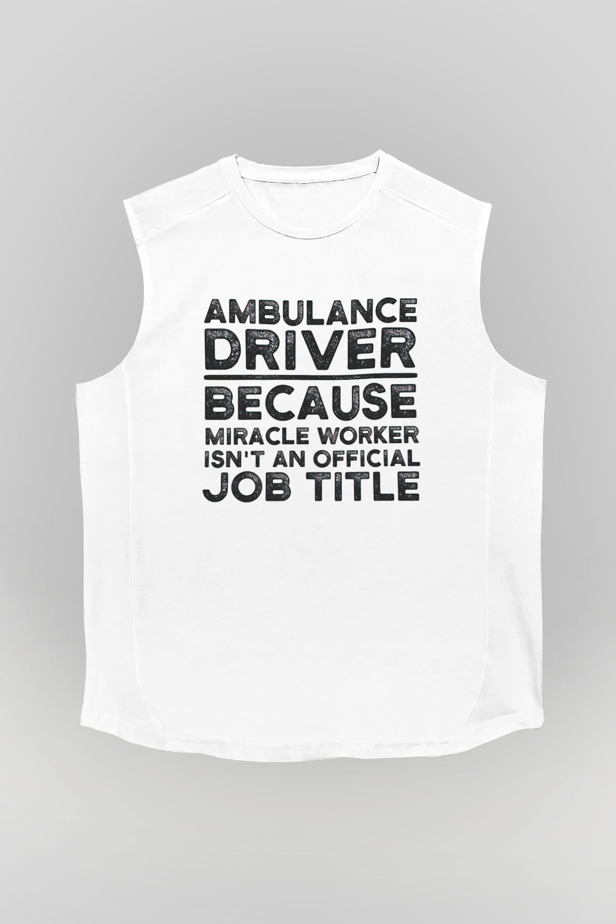 Ambulans şoförü Beyaz Unisex Kolsuz Tişört