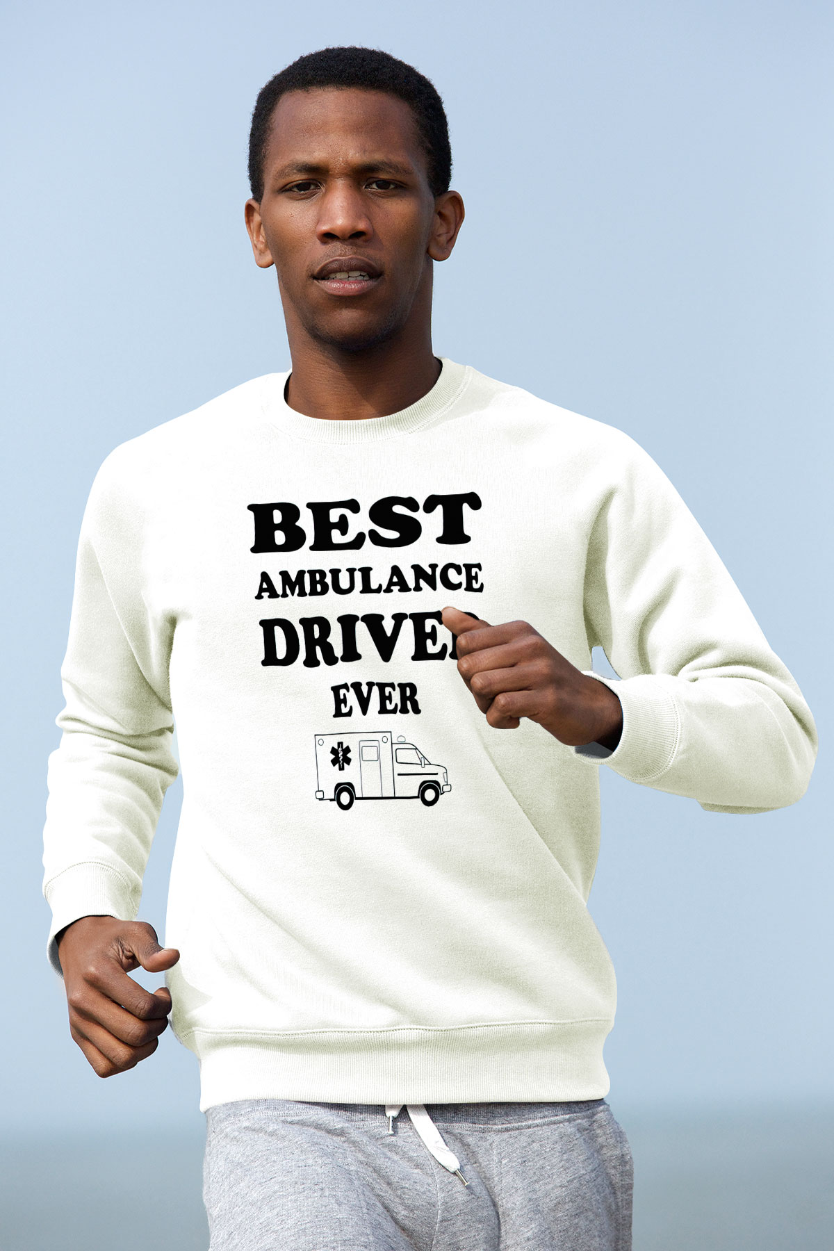 Ambulans şoförü Beyaz Unisex Sweatshirt