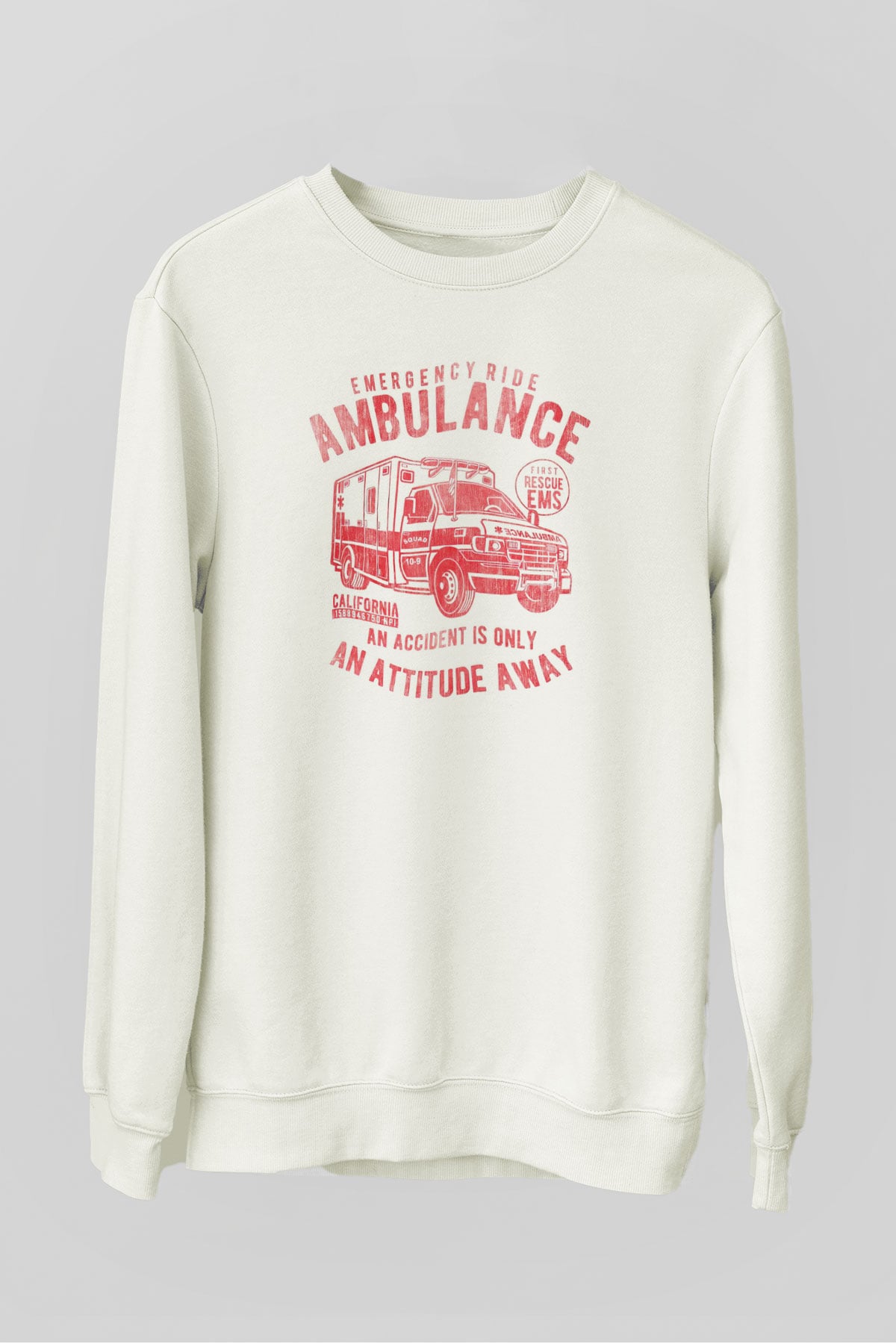 Ambulans şoförü Beyaz Unisex Sweatshirt