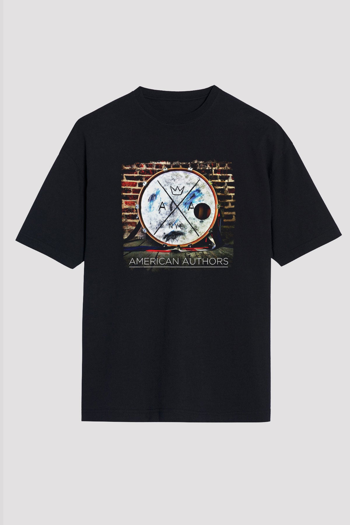 American Authors Baskılı Unisex Siyah Oversize Tişört