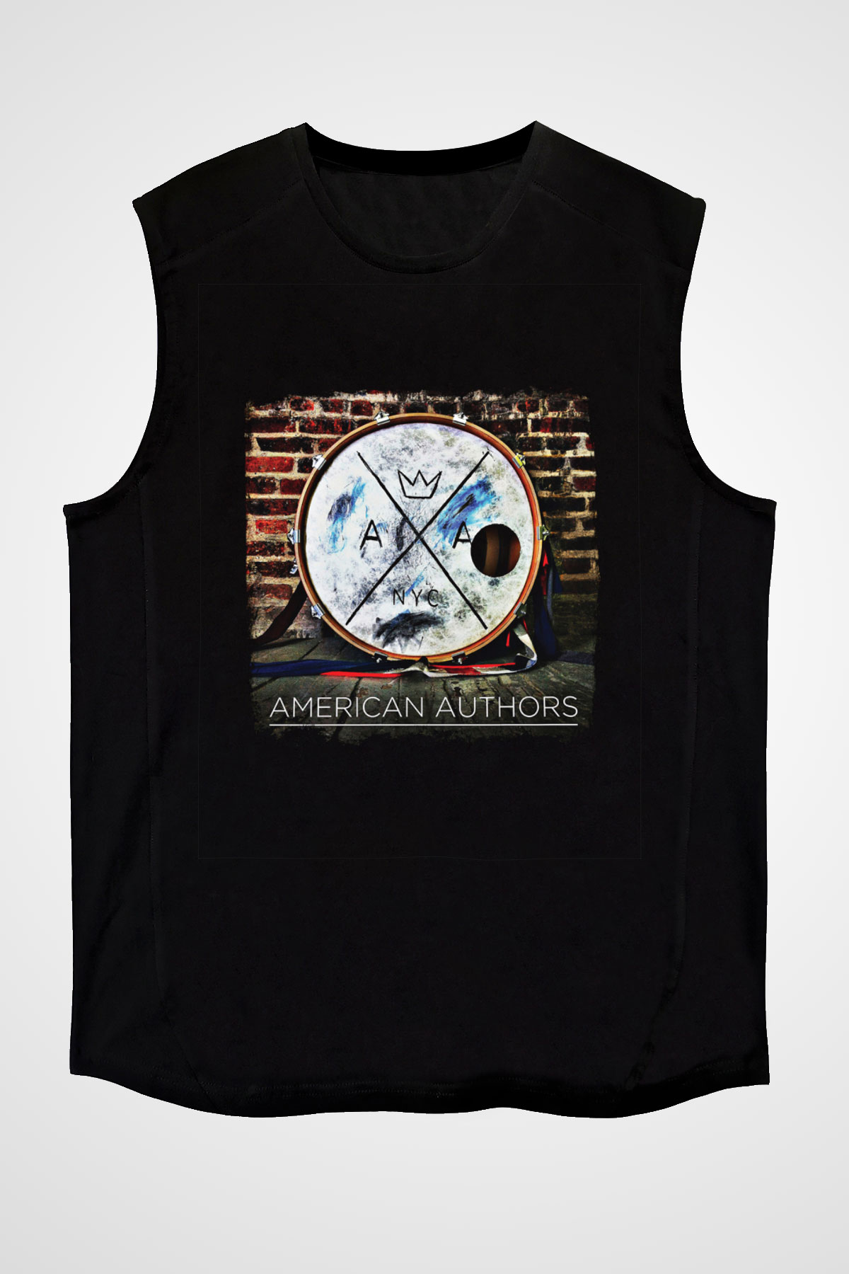 American Authors Baskılı Unisex Siyah Kolsuz Tişört