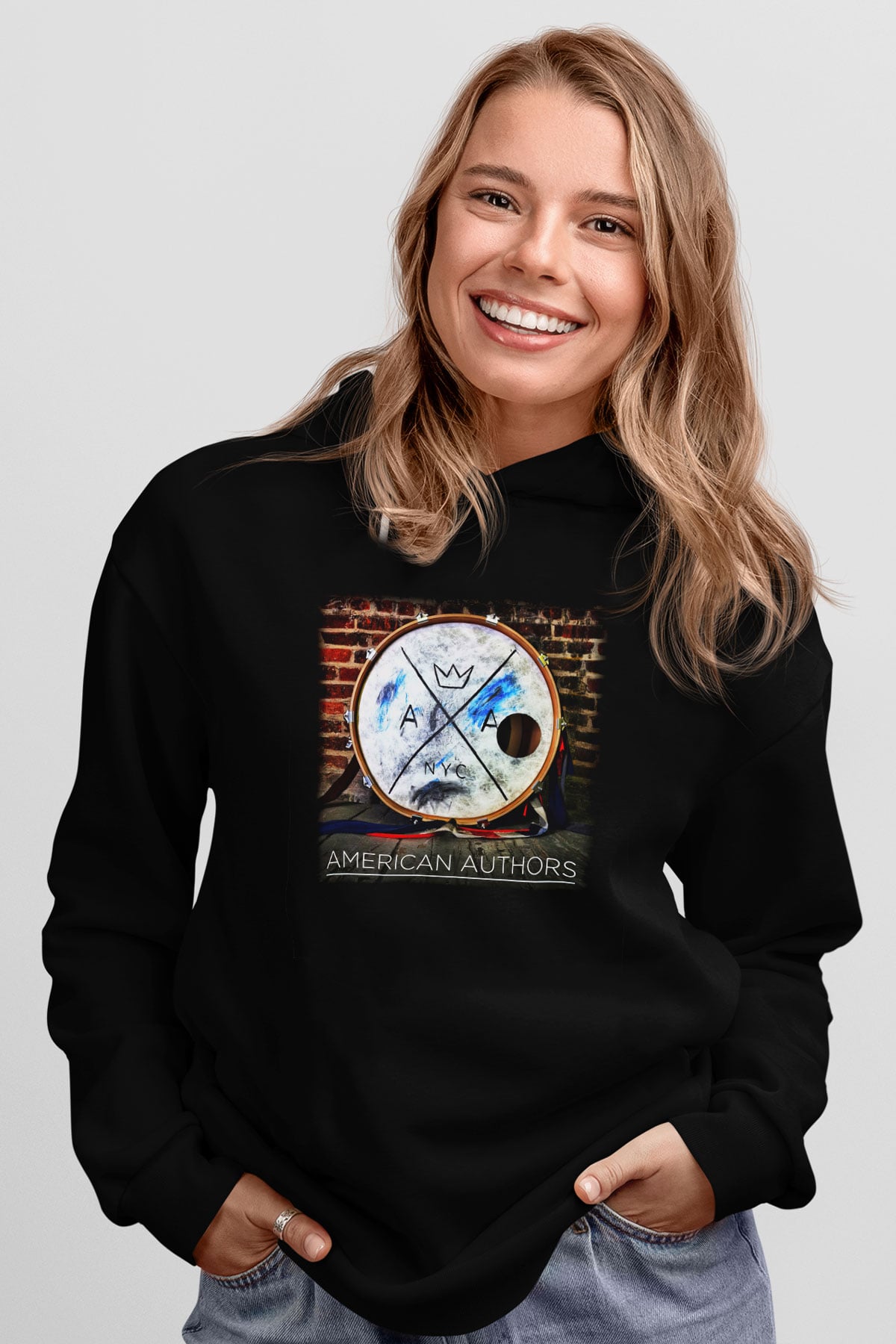 American Authors Siyah Unisex Kapüşonlu Sweatshirt