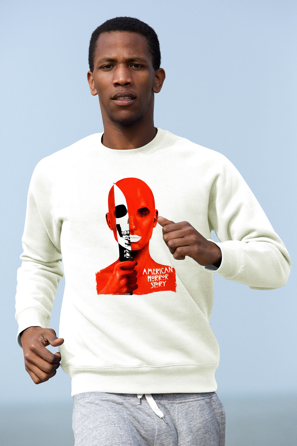 American Horror Story Beyaz Unisex Sweatshirt