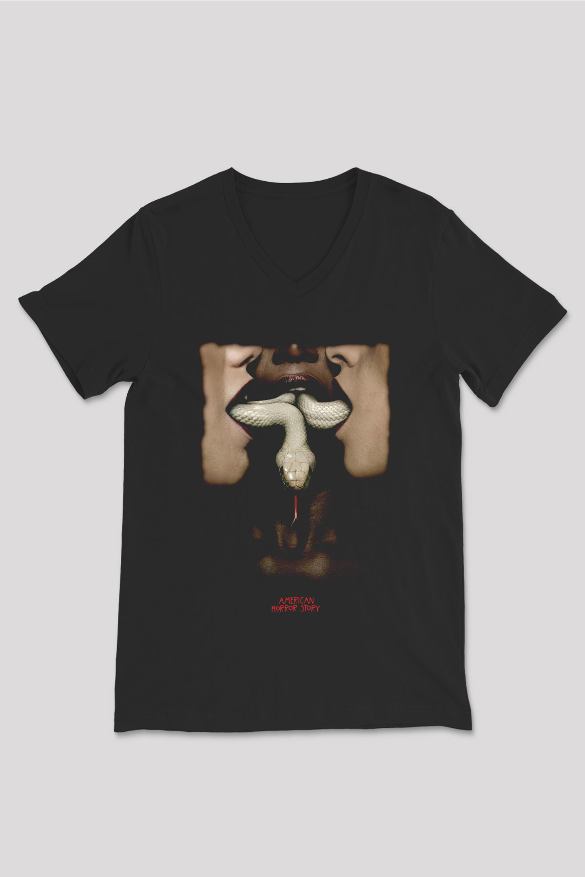 American Horror Story Siyah Unisex V Yaka Tişört