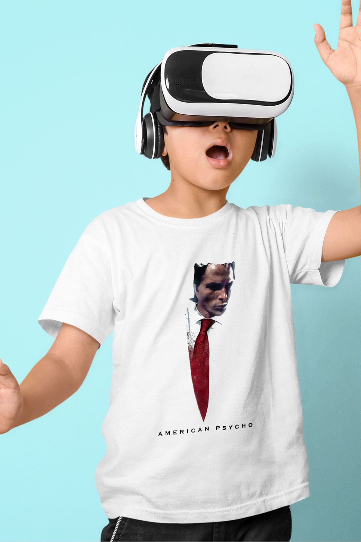 American Psycho Baskılı Beyaz Unisex Beyaz Çocuk Tişört - Tshirt