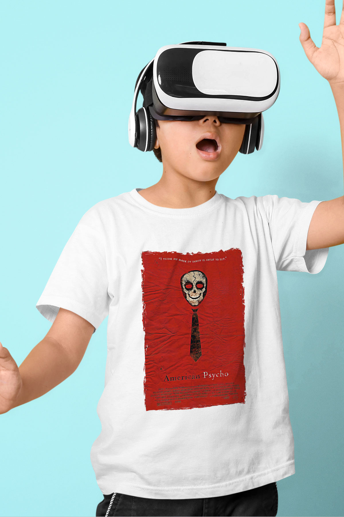 American Psycho Baskılı Beyaz Unisex Beyaz Çocuk Tişört - Tshirt