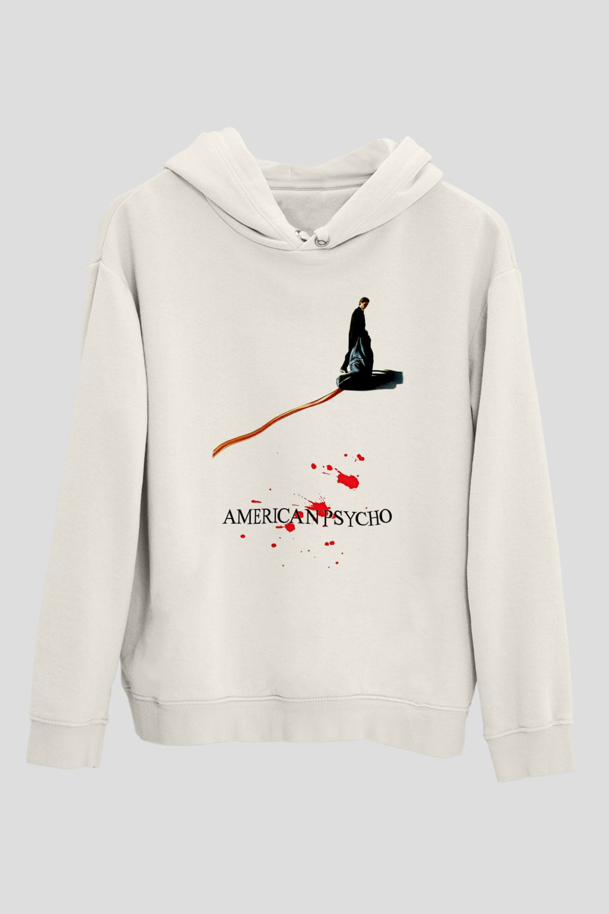 American Psycho Baskılı Beyaz Unisex Hoodie