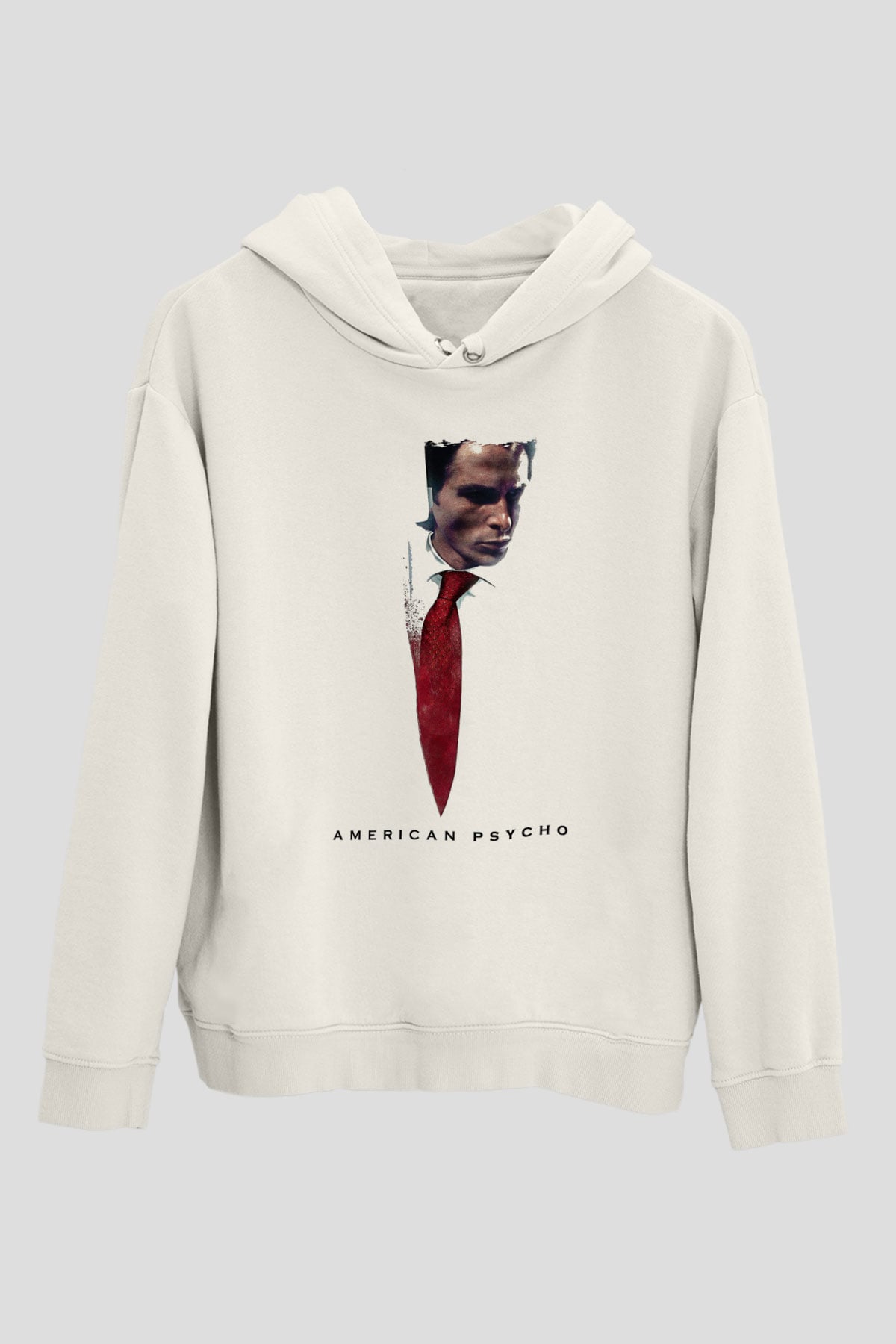 American Psycho Baskılı Beyaz Unisex Hoodie