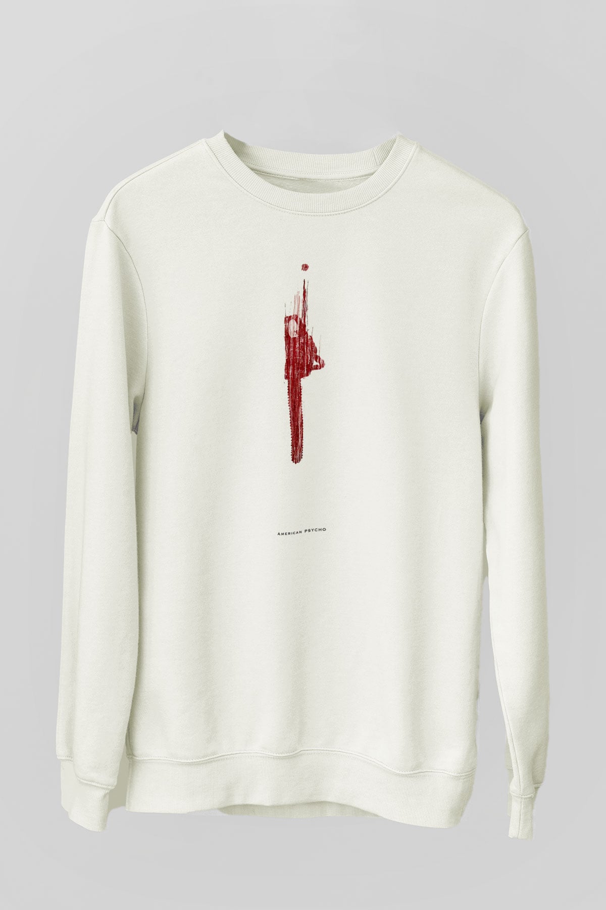 American Psycho Baskılı Beyaz Unisex Sweatshirt