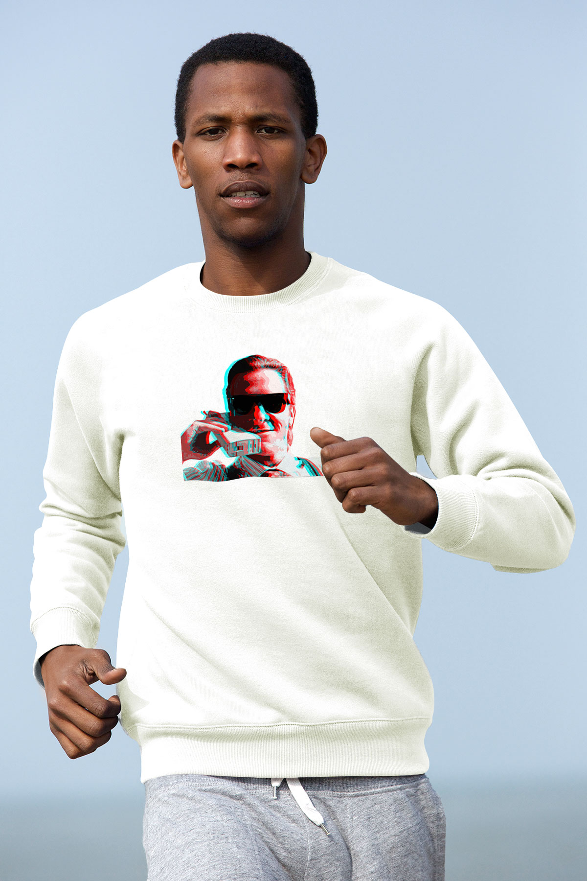 American Psycho Baskılı Beyaz Unisex Sweatshirt