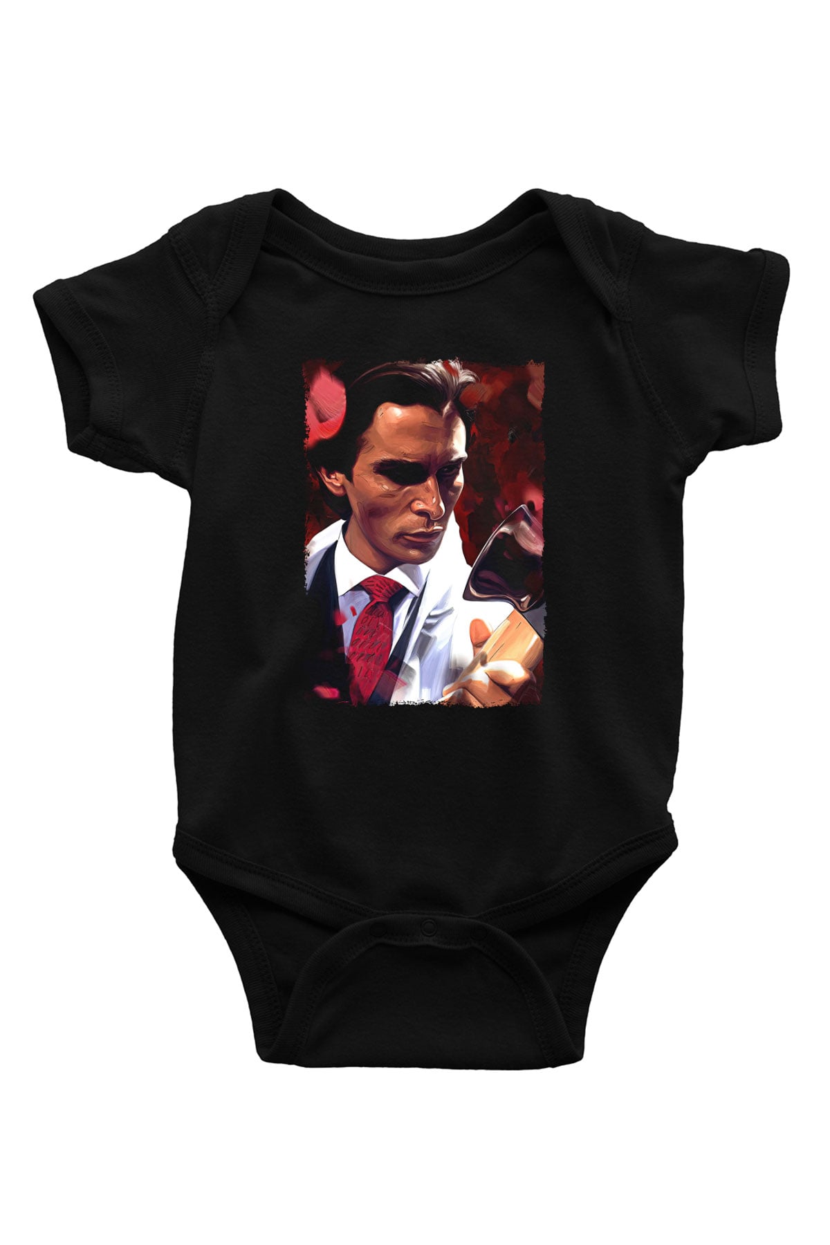 American Psycho Baskılı Unisex Siyah Bebek Body - Zıbın