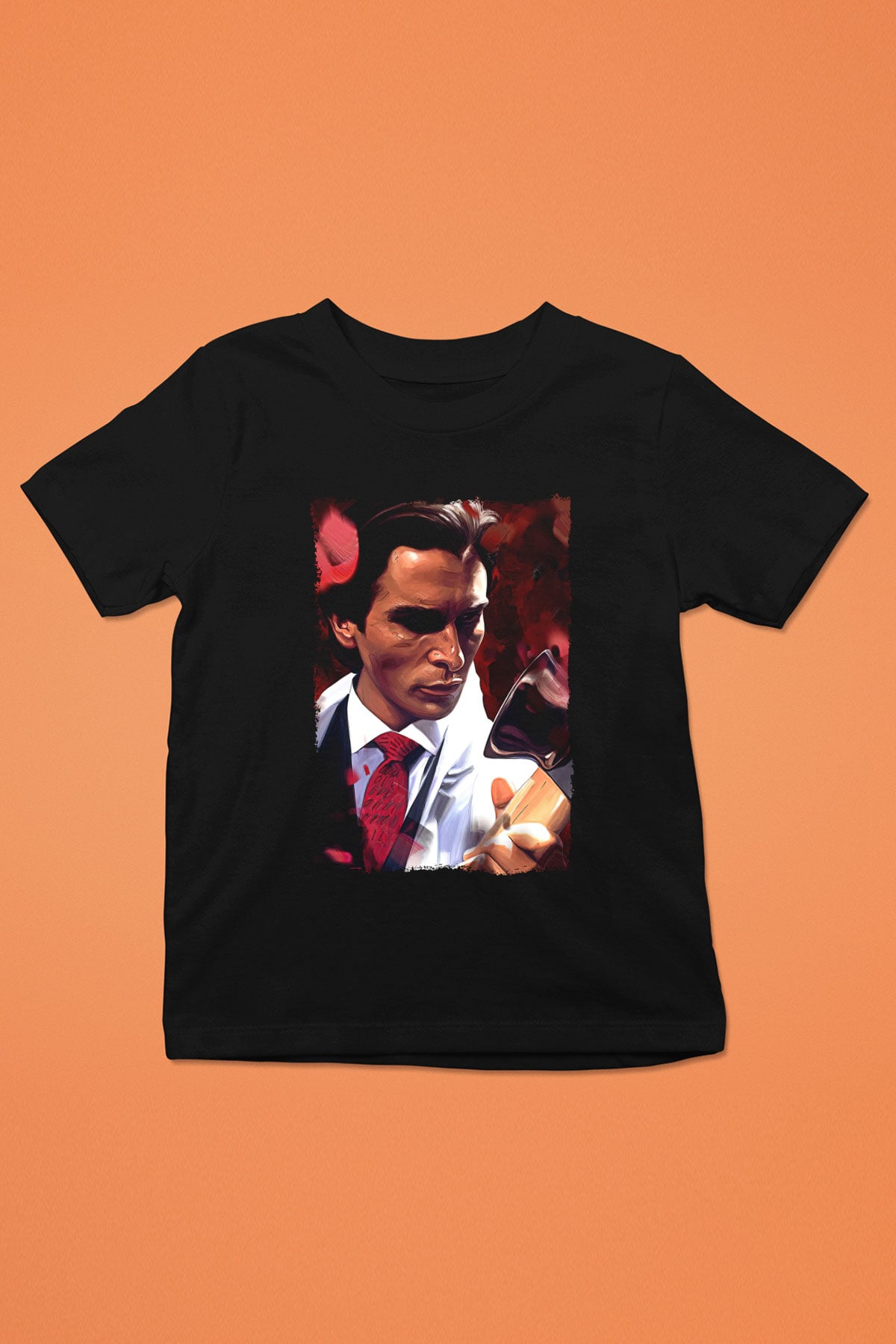 American Psycho Baskılı Unisex Siyah Çocuk Tişört - Tshirt