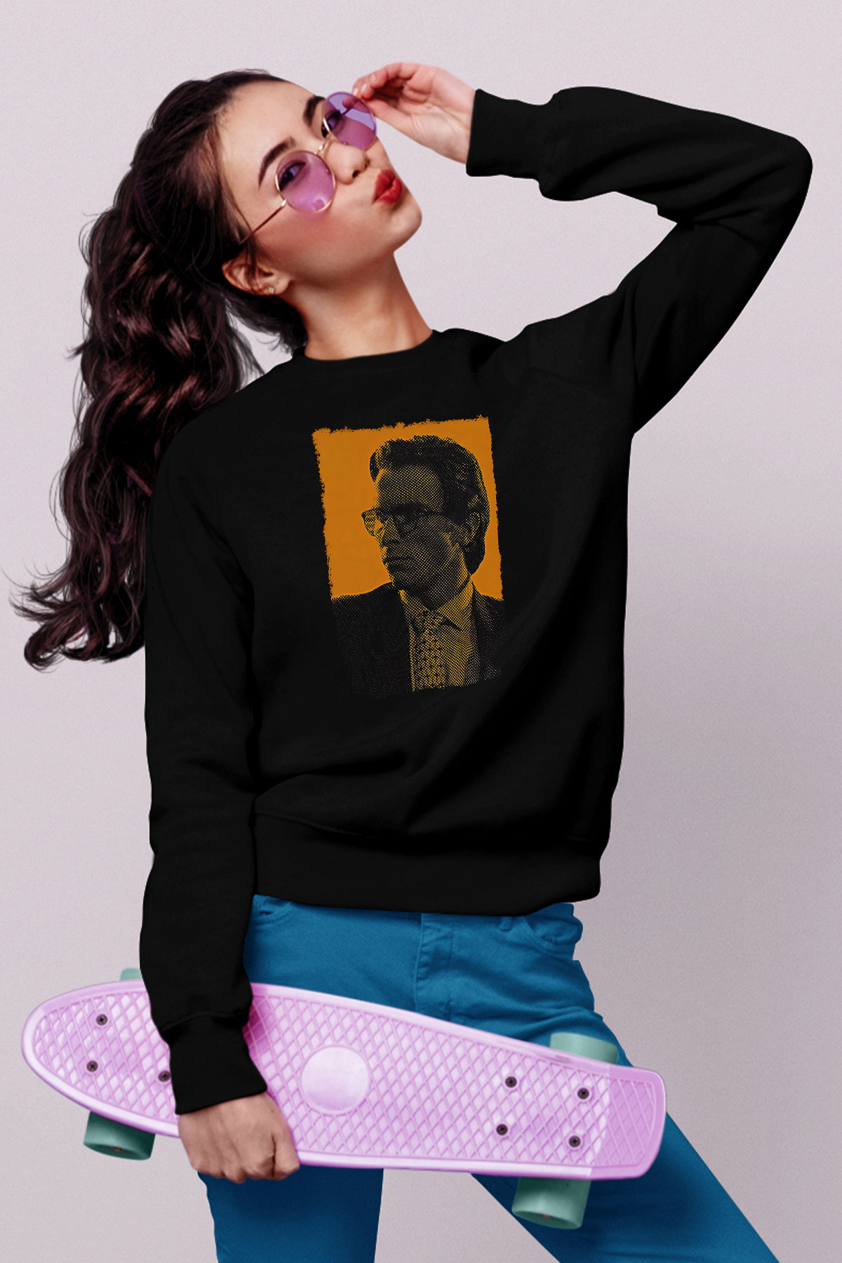American Psycho Baskılı Unisex Siyah Sweatshirt
