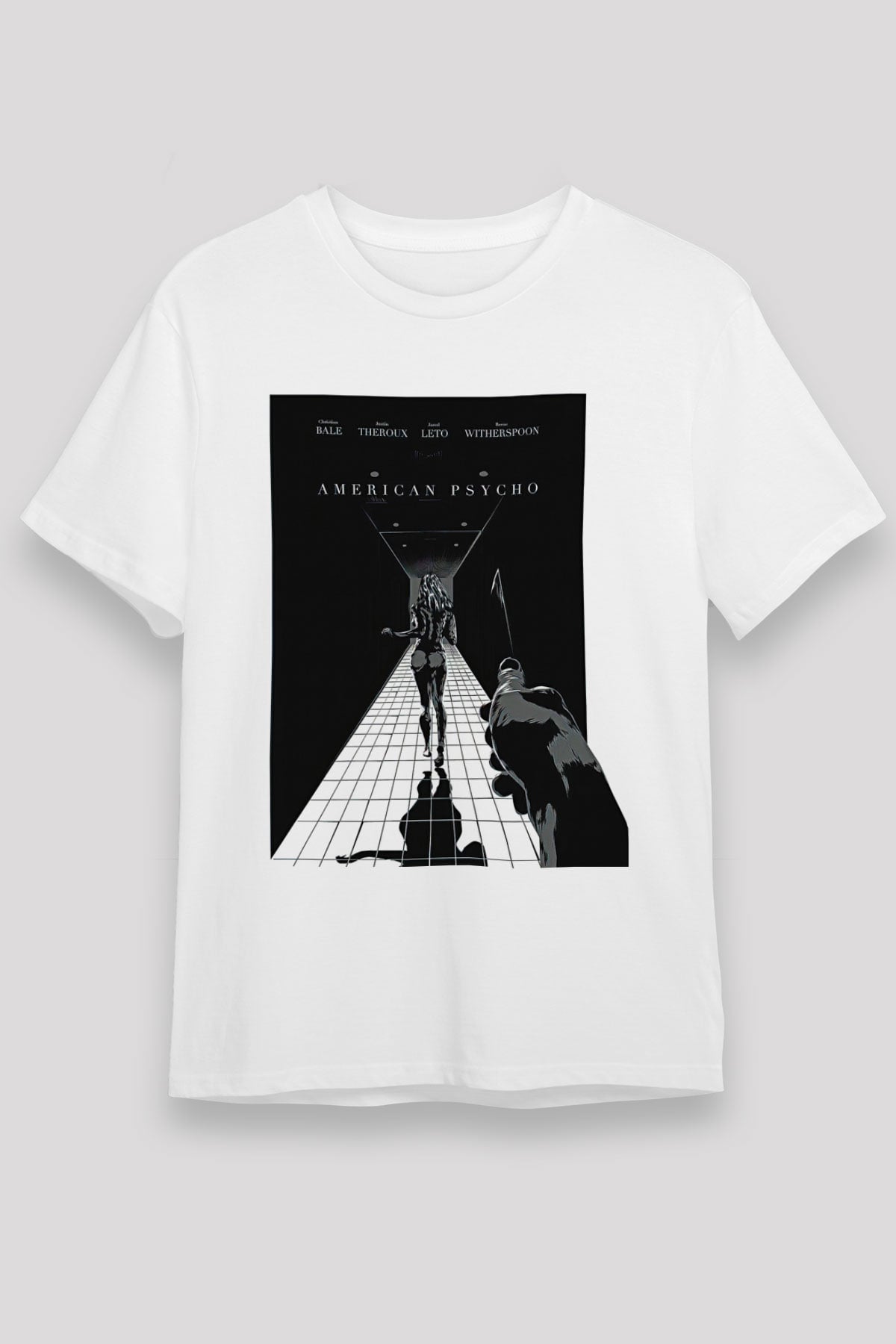 American Psycho Unisex Baskılı Beyaz Tişört - Tshirt