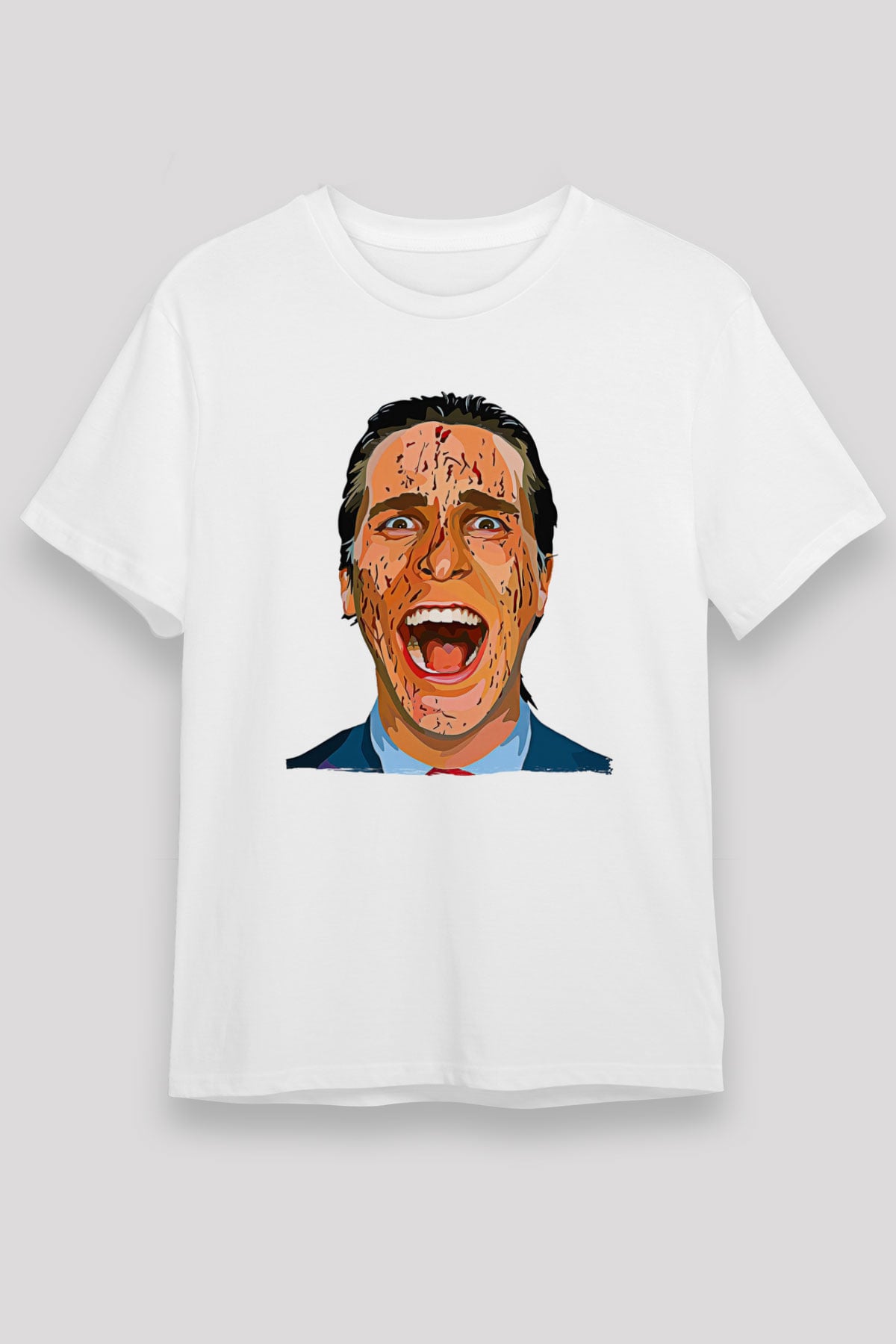 American Psycho Unisex Baskılı Beyaz Tişört - Tshirt