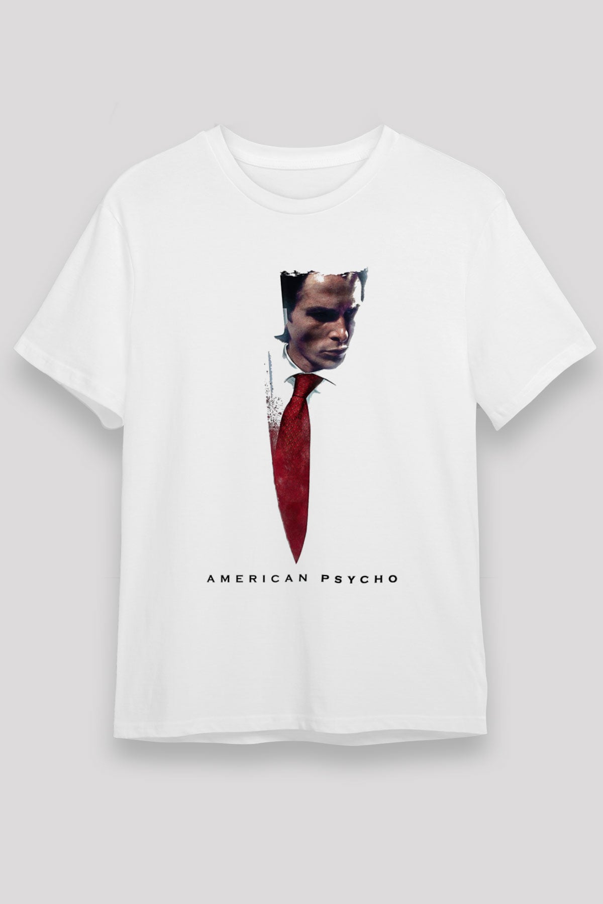 American Psycho Unisex Baskılı Beyaz Tişört - Tshirt