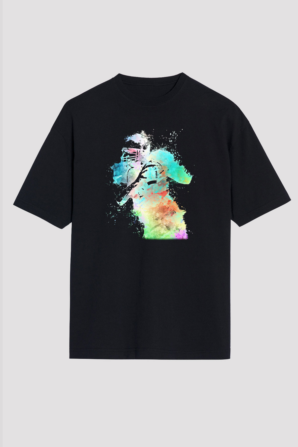 Amerikan Futbolu - American Football Baskılı Unisex Siyah Oversize Tişört