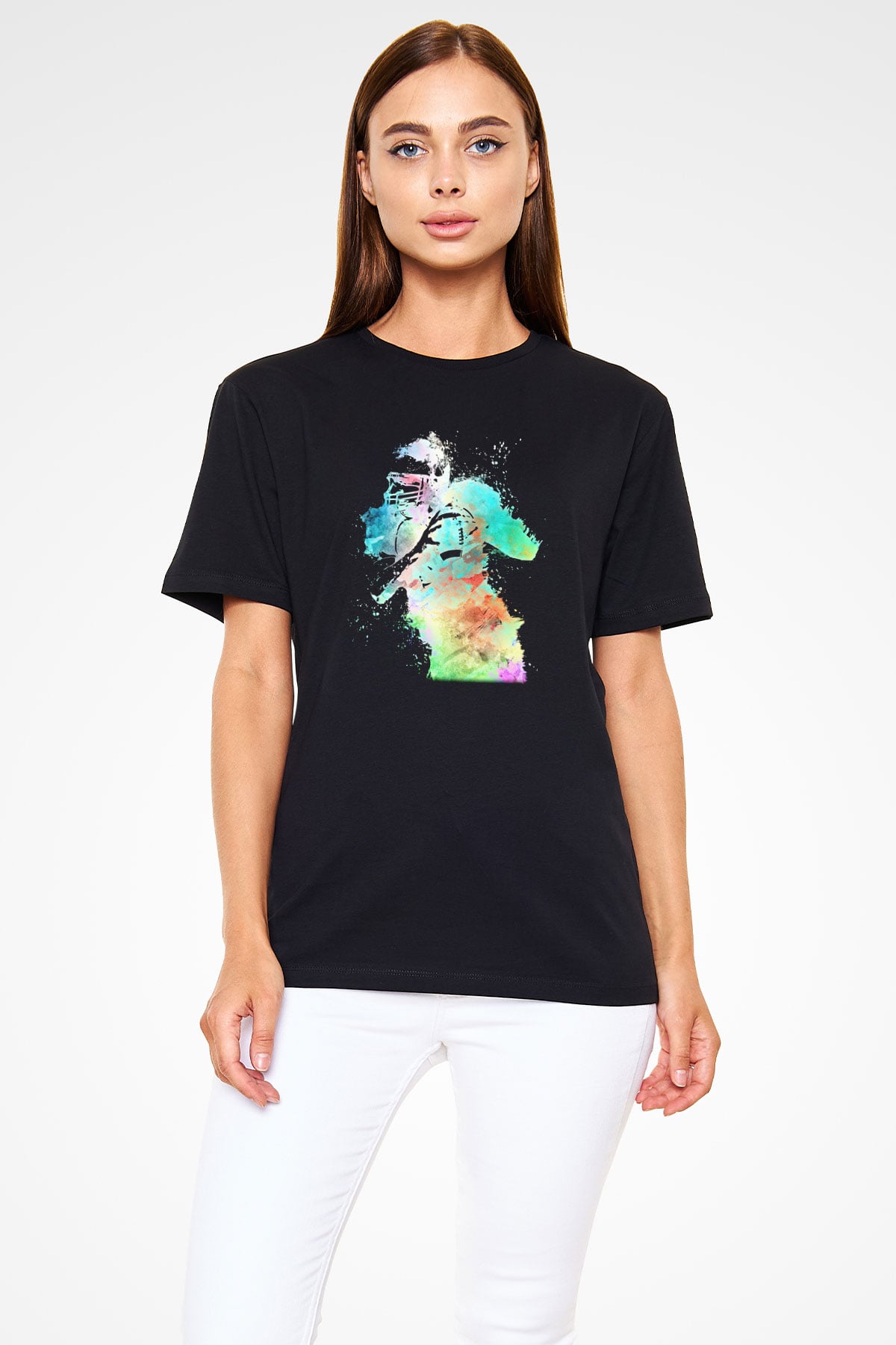 Amerikan Futbolu - American Football Baskılı Unisex Siyah Tişört - Tshirt