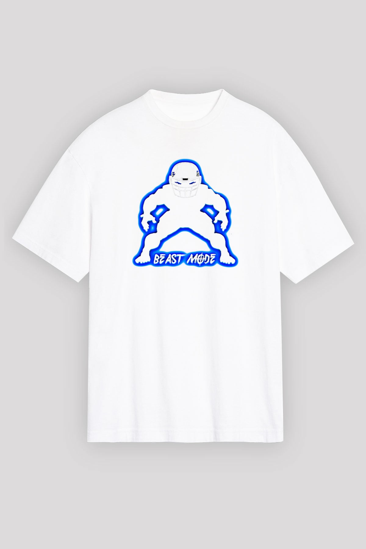 Amerikan Futbolu Baskılı Unisex Beyaz Oversize Tişört - Tshirt