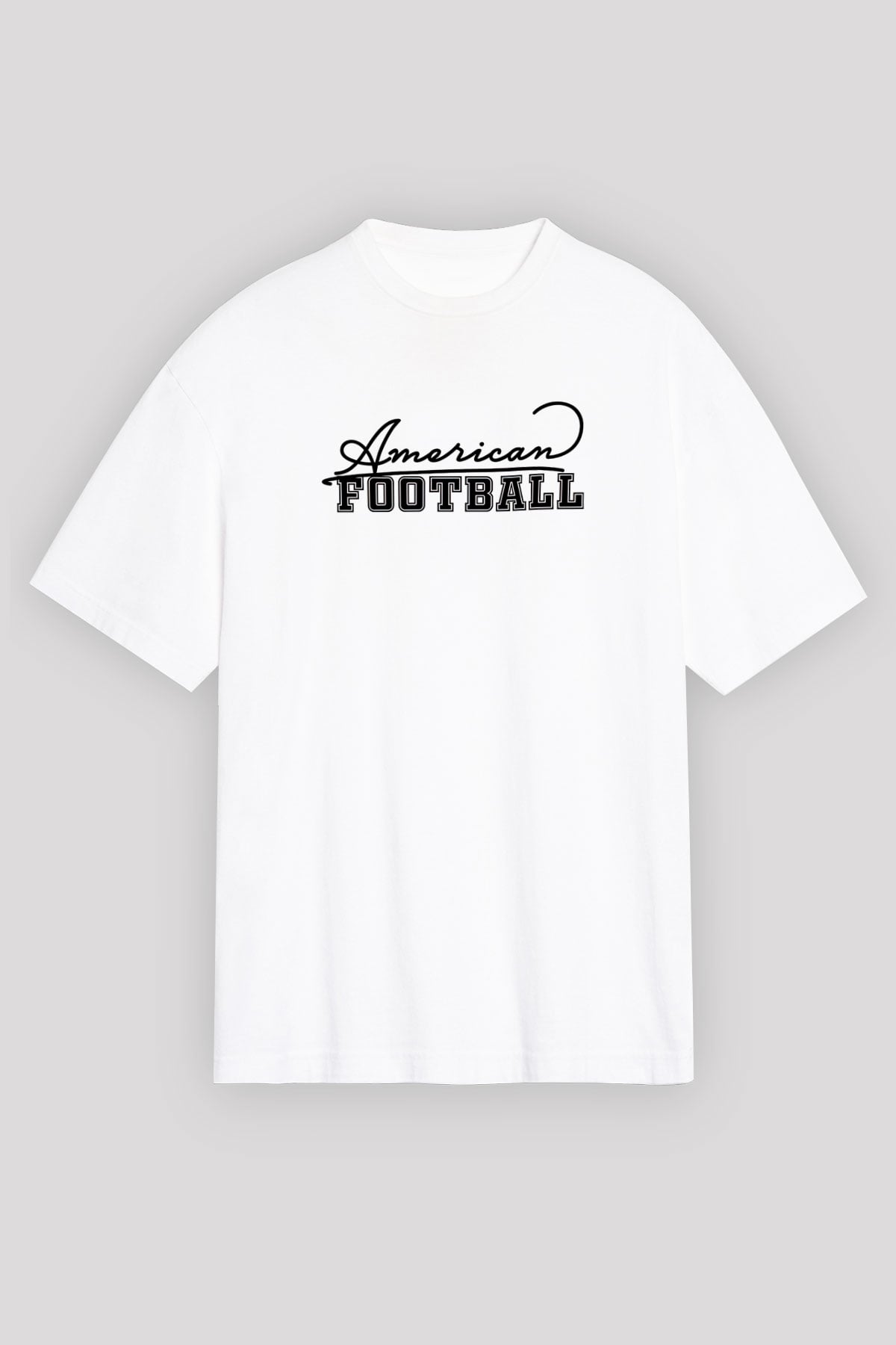 Amerikan Futbolu Baskılı Unisex Beyaz Oversize Tişört - Tshirt
