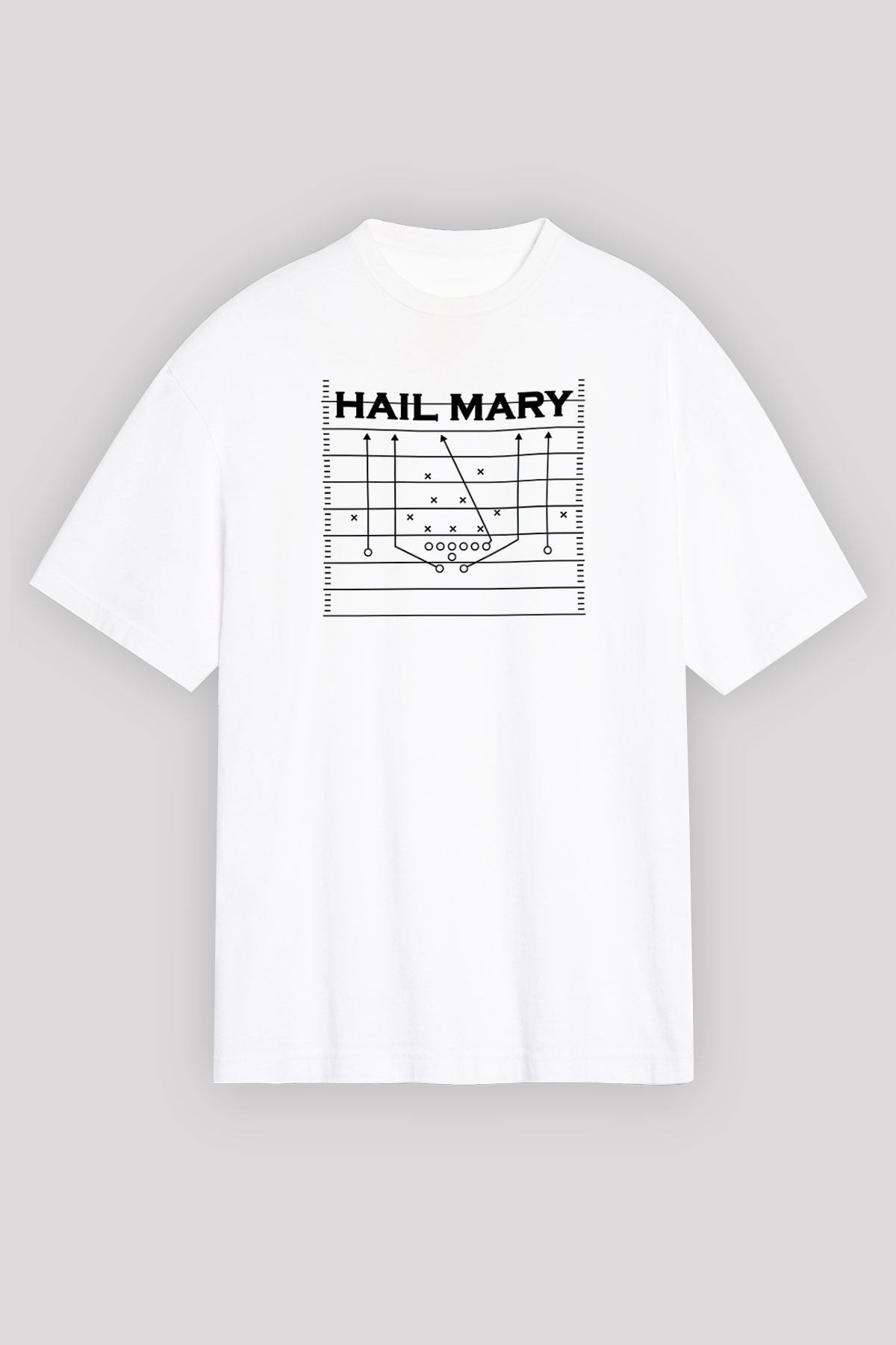 Amerikan Futbolu Baskılı Unisex Beyaz Oversize Tişört - Tshirt