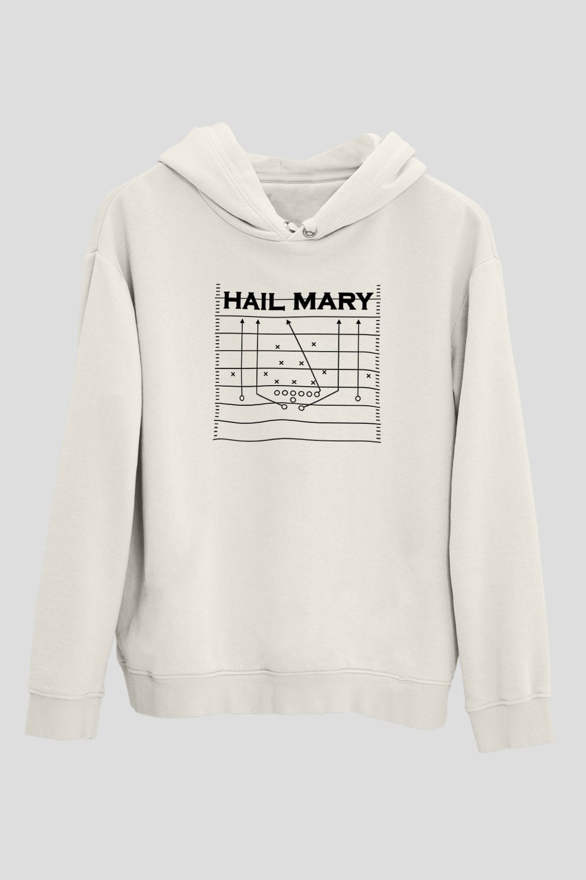 Amerikan Futbolu Baskılı Unisex Ekru Hoodie