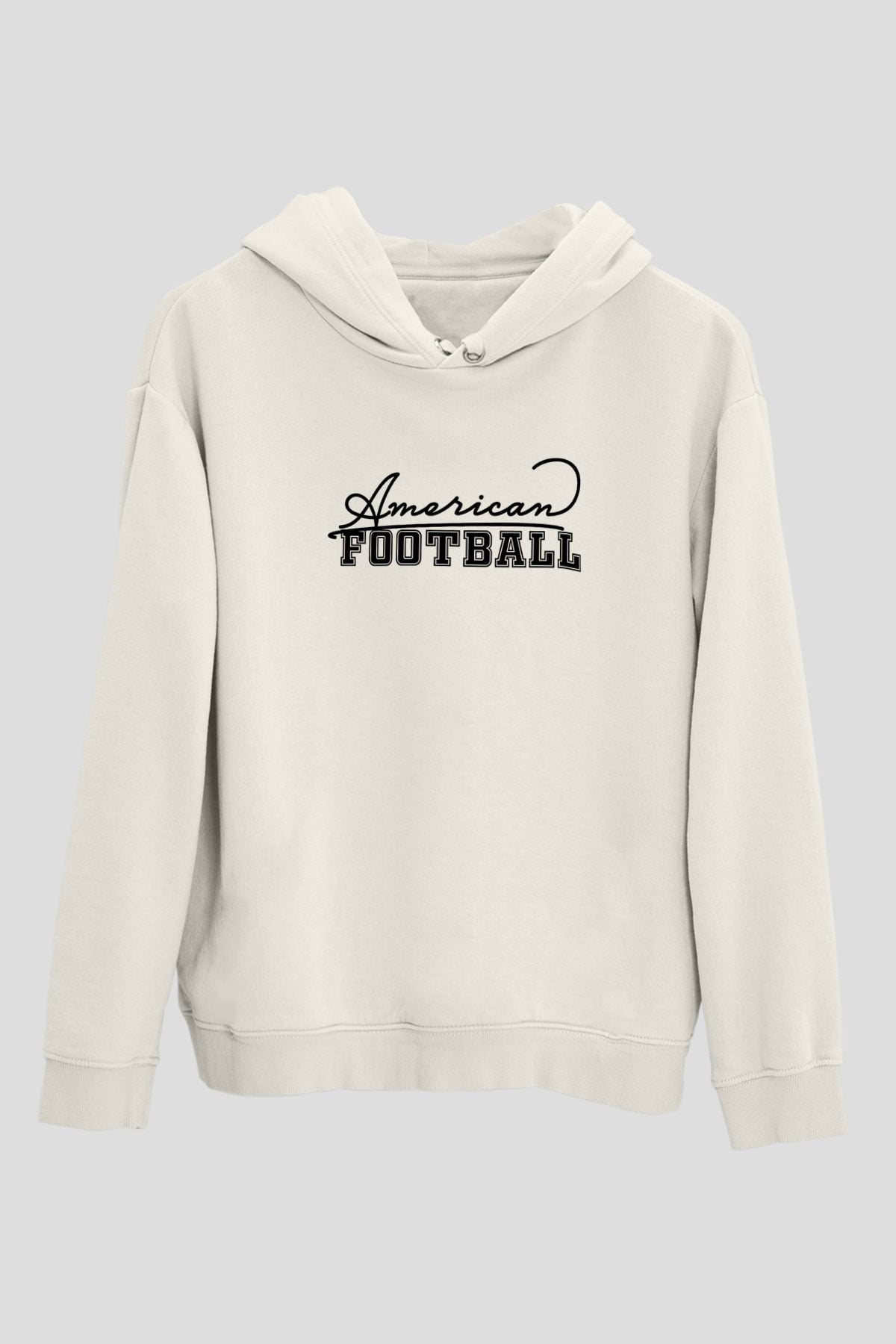 Amerikan Futbolu Baskılı Unisex Ekru Hoodie