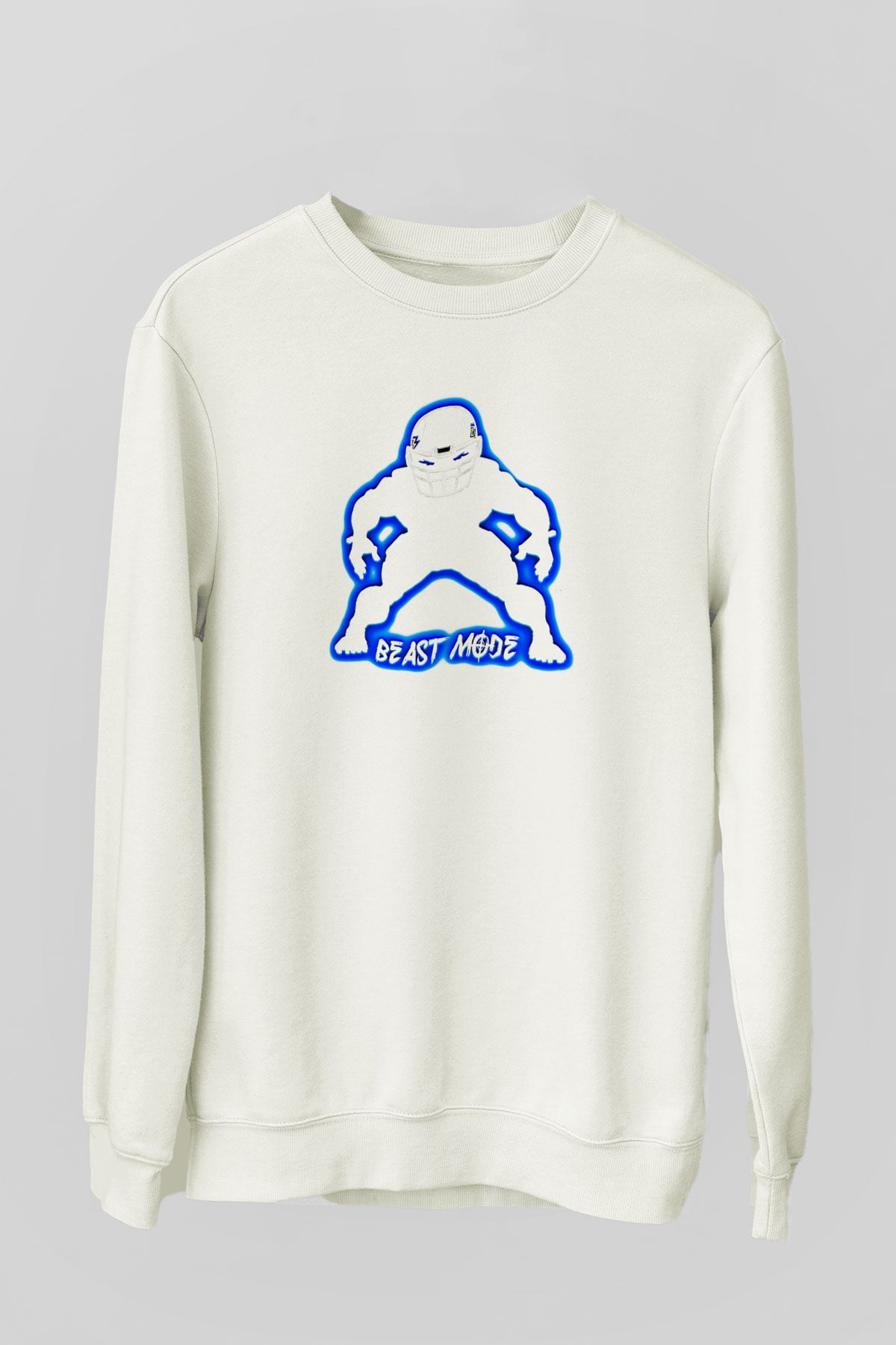 Amerikan Futbolu Baskılı Unisex Ekru Sweatshirt