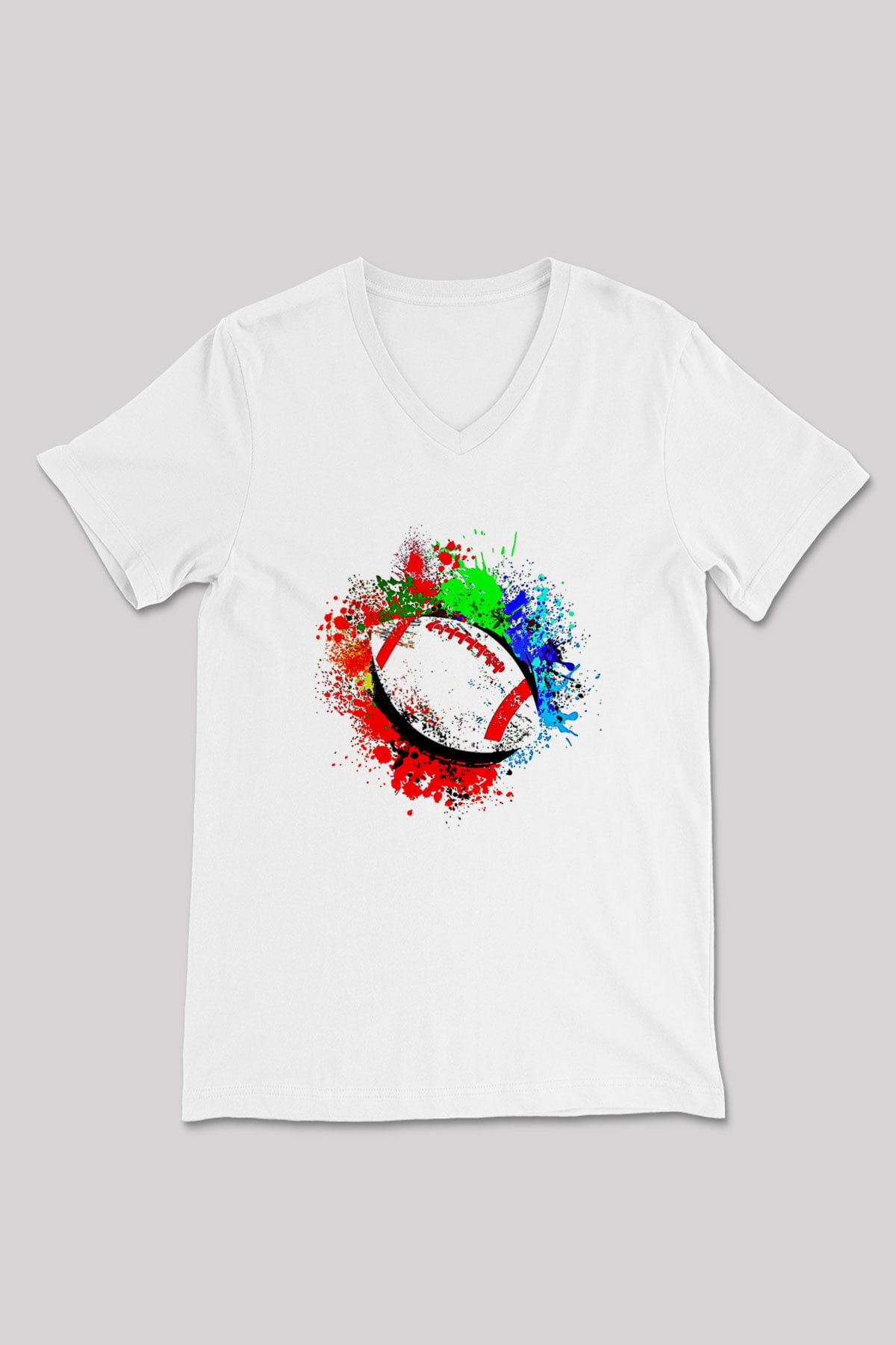 Amerikan Futbolu Baskılı Unisex V Yaka Tişört - Tshirt