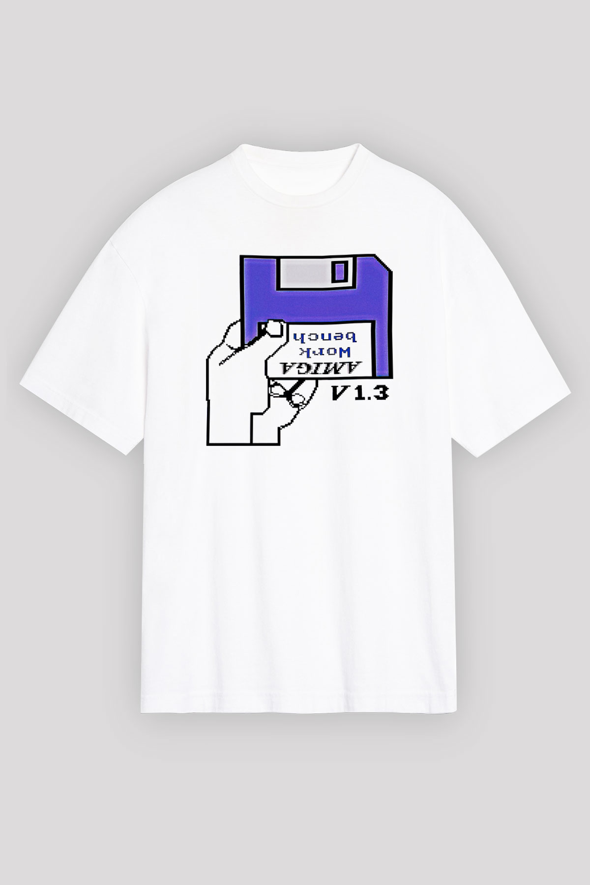 Amiga 500 Baskılı Beyaz Unisex Oversize Tişört - Tshirt