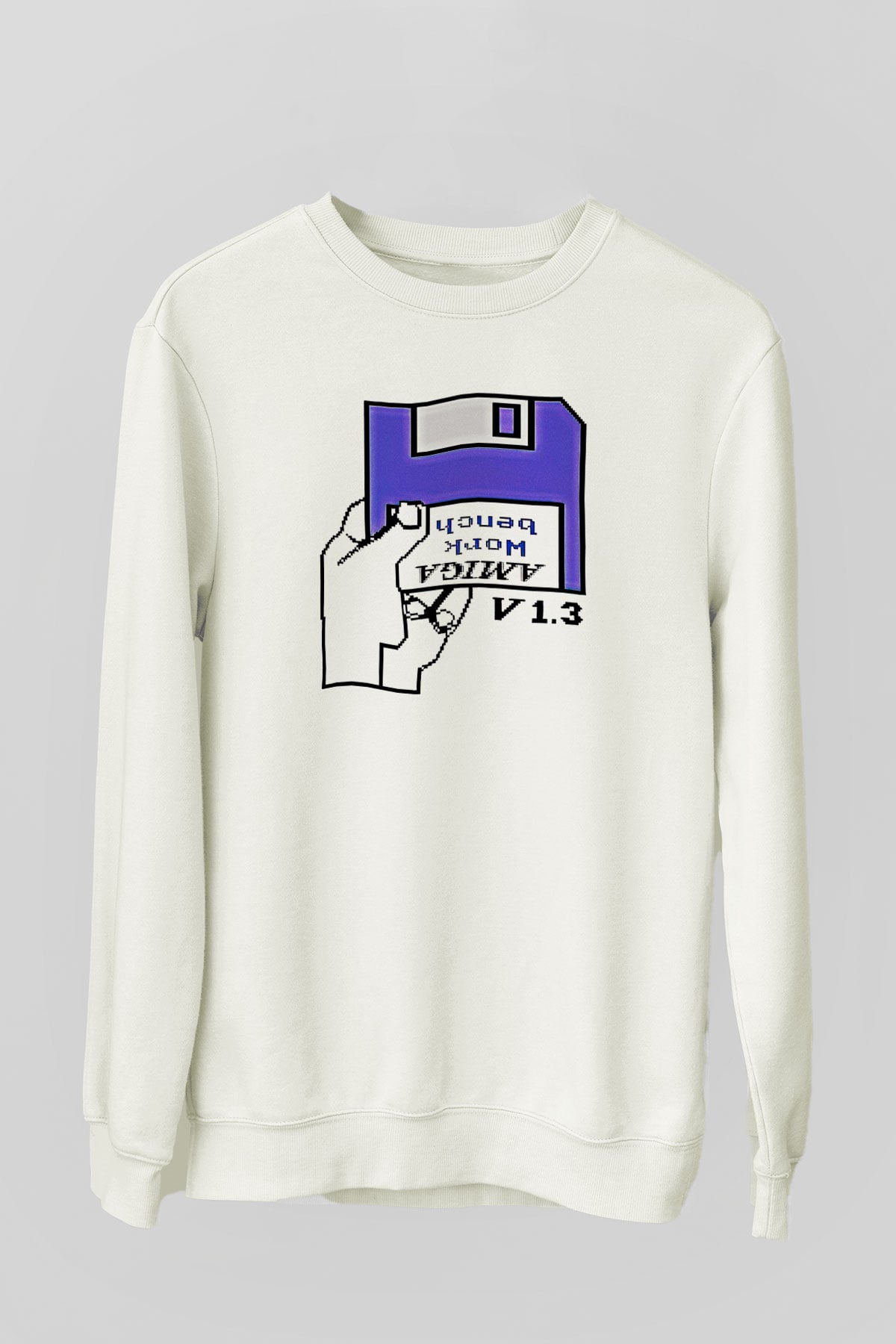 Amiga 500 Baskılı Beyaz Unisex Sweatshirt