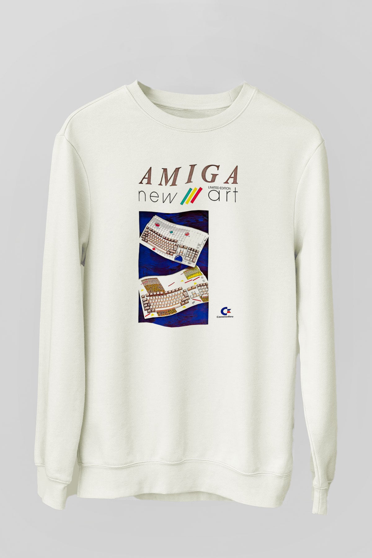 Amiga 500 Baskılı Beyaz Unisex Sweatshirt