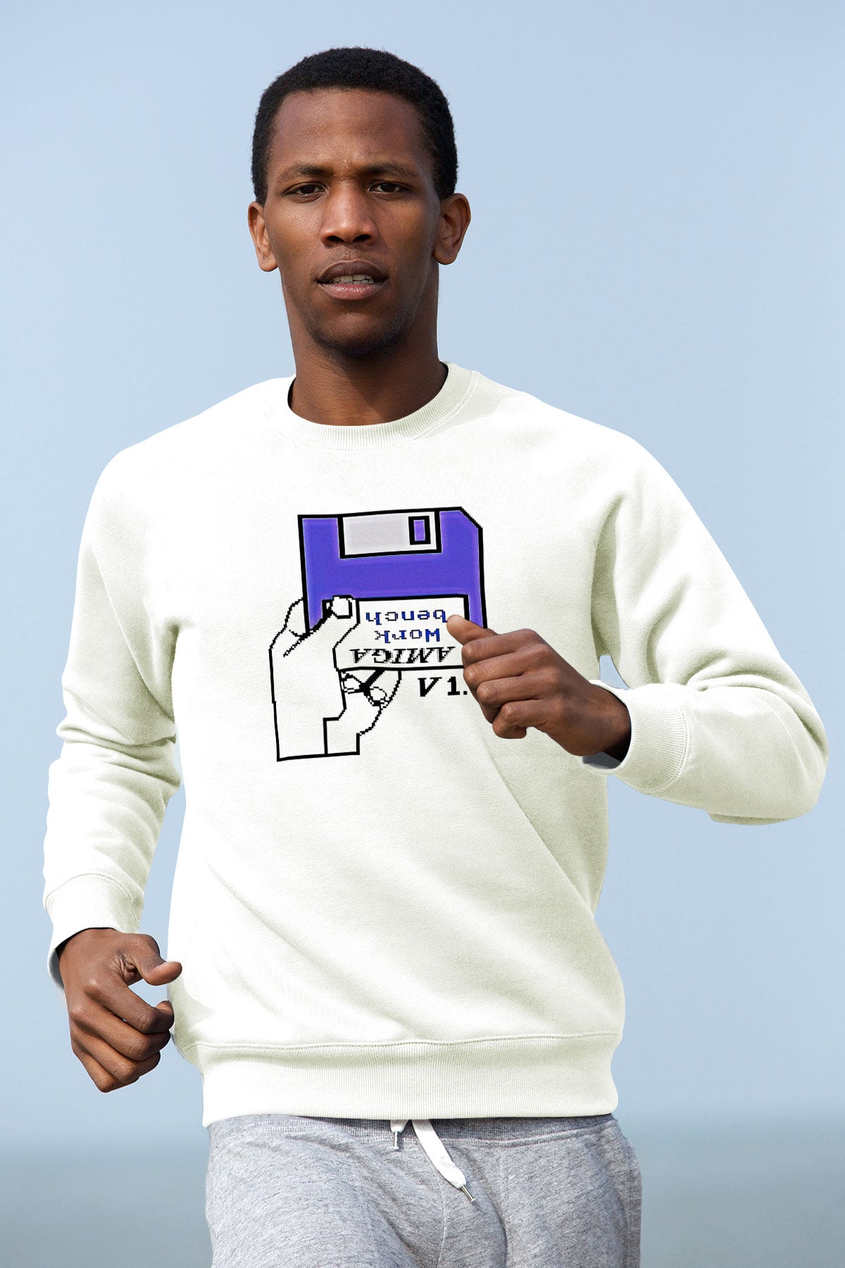 Amiga 500 Baskılı Beyaz Unisex Sweatshirt