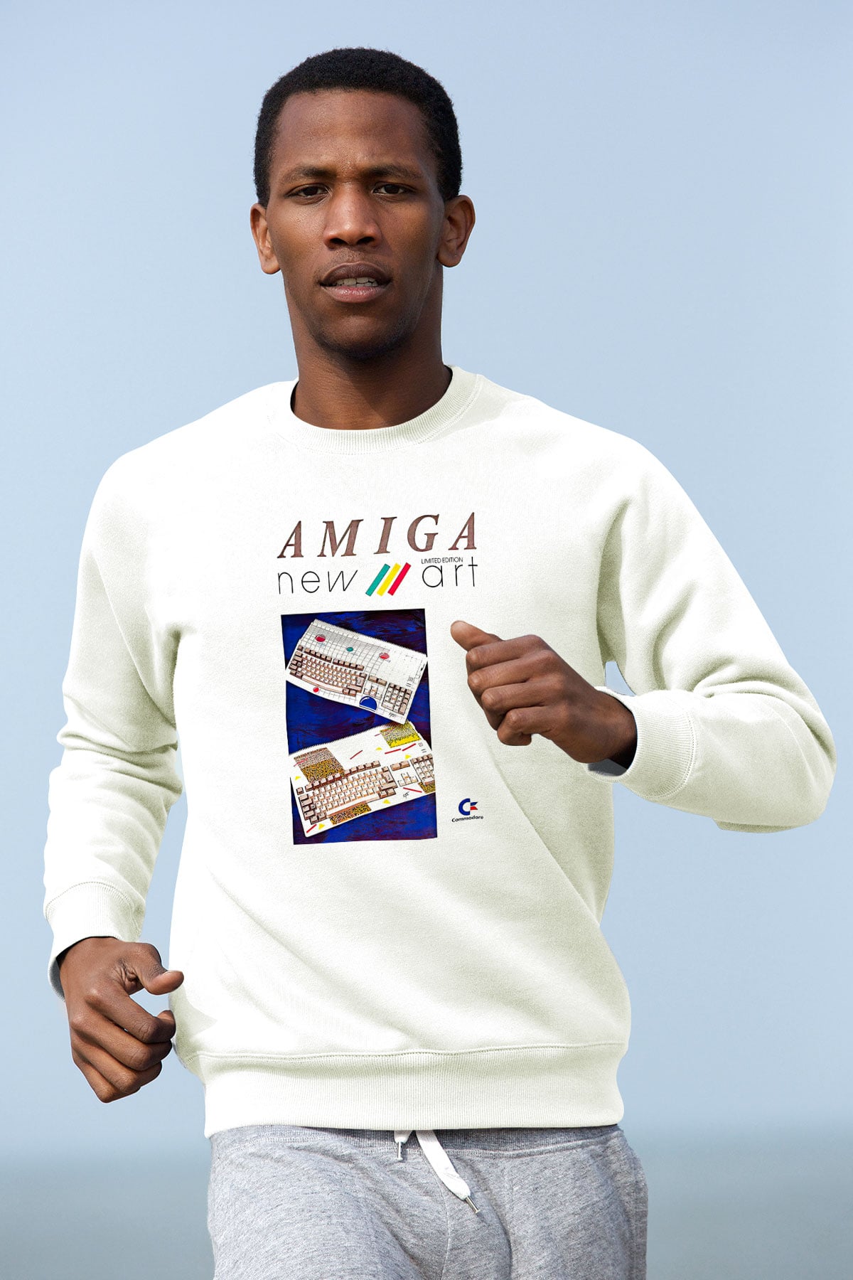 Amiga 500 Baskılı Beyaz Unisex Sweatshirt
