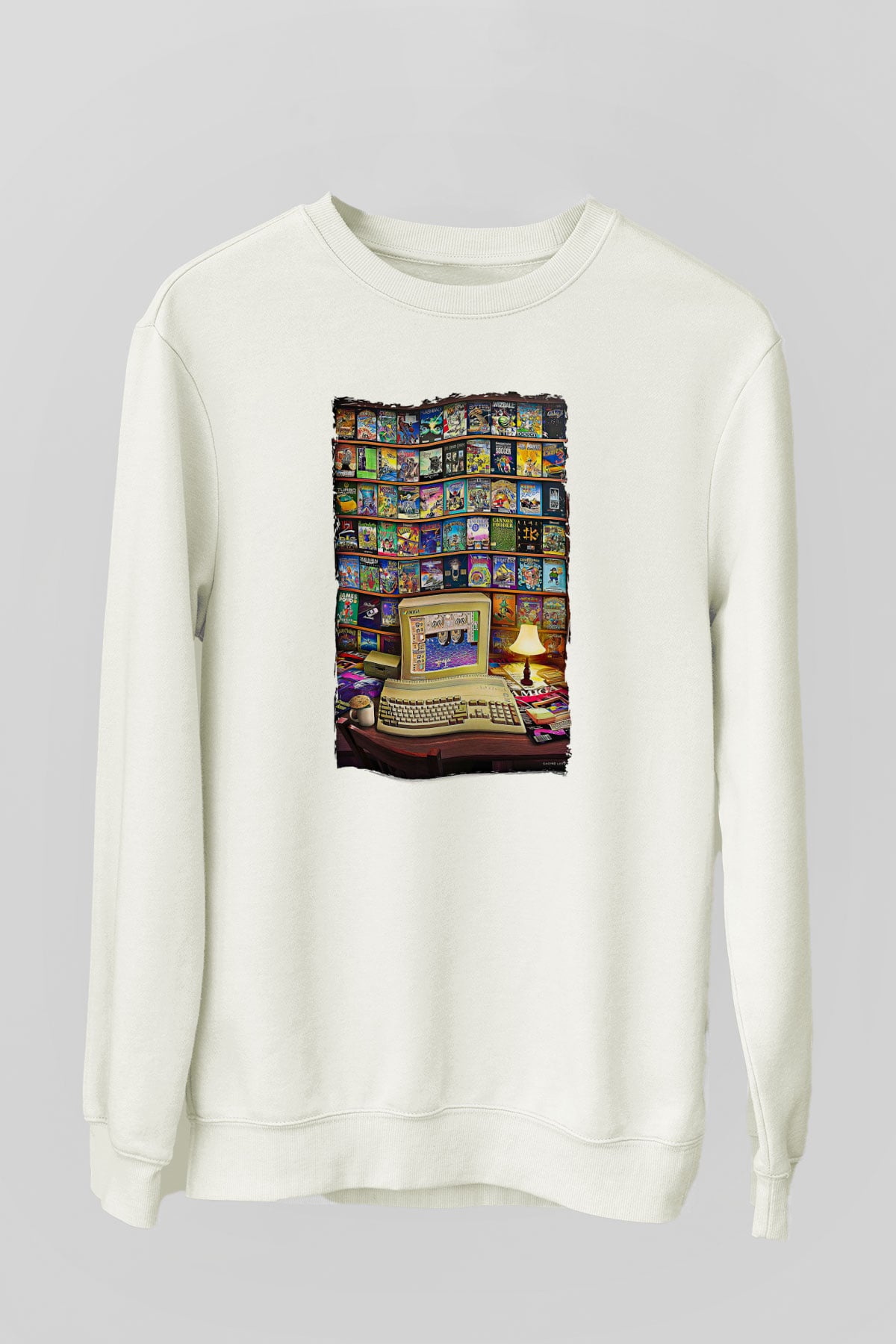 Amiga 500 Baskılı Beyaz Unisex Sweatshirt