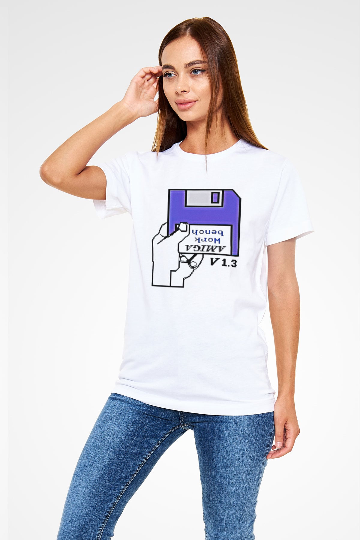 Amiga 500 Baskılı Unisex Beyaz Tişört - Tshirt
