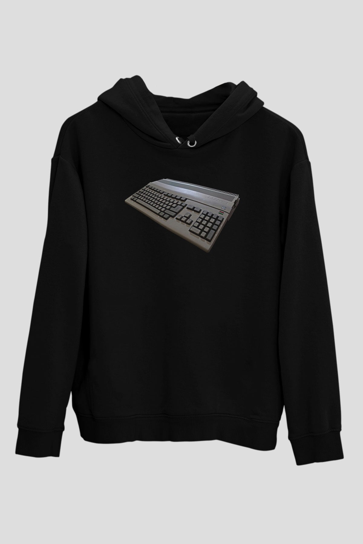 Amiga 500 Baskılı Unisex Siyah Kapüşonlu Sweatshirt