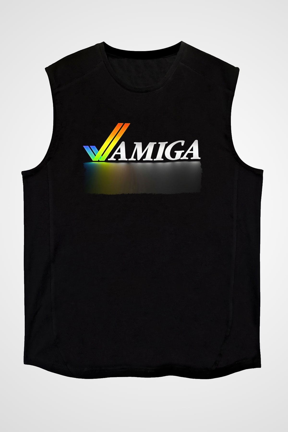Amiga 500 Baskılı Unisex Siyah Kolsuz Tişört - Tshirt