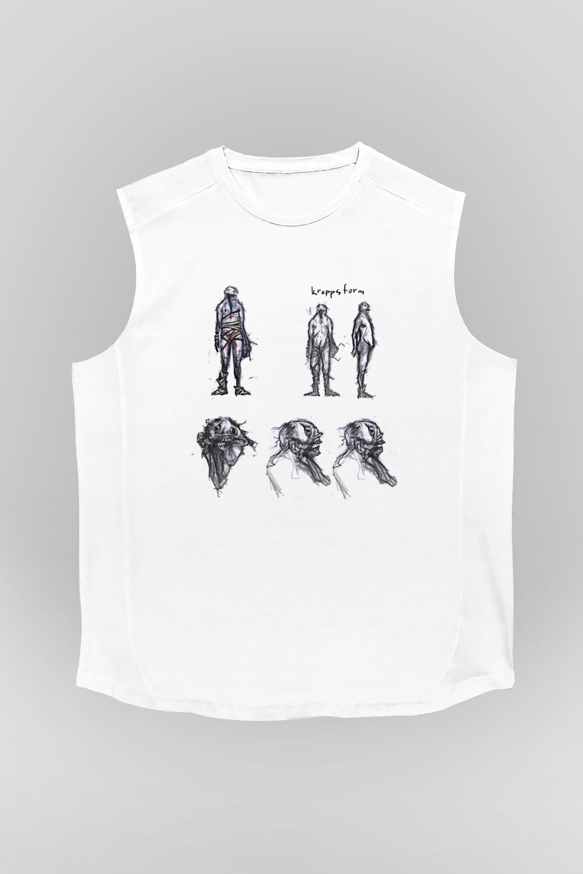 Amnesia Baskılı Beyaz Unisex Kolsuz Tişört - Tshirt