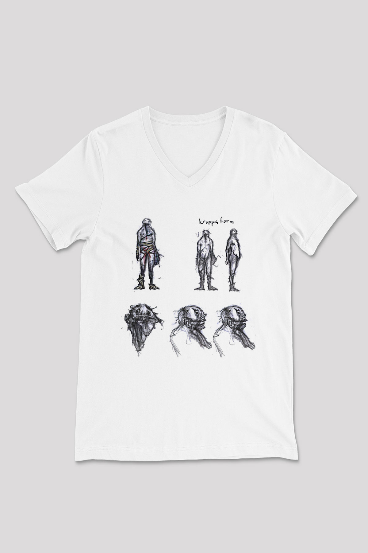 Amnesia Baskılı Beyaz Unisex V Yaka Tişört - Tshirt