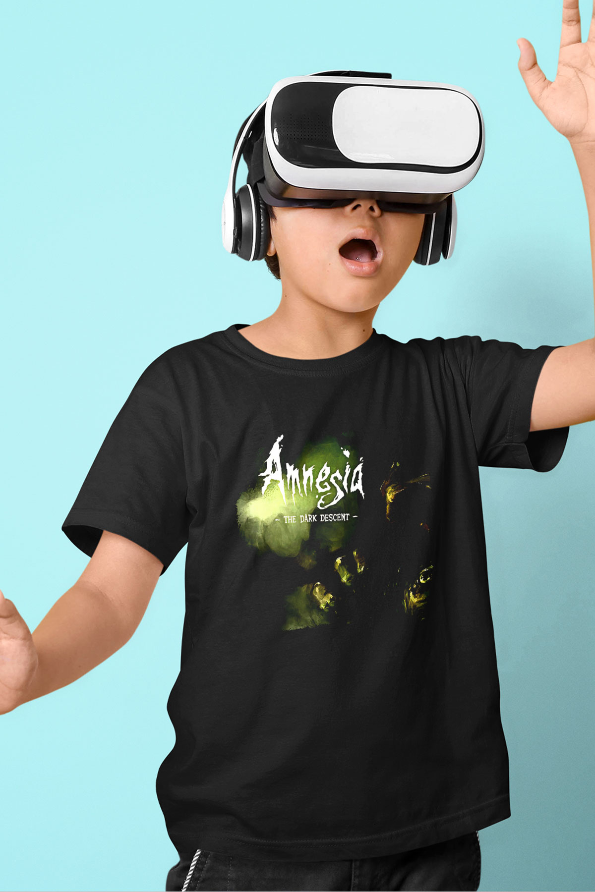 Amnesia Baskılı Unisex Siyah Çocuk Tişört - Tshirt