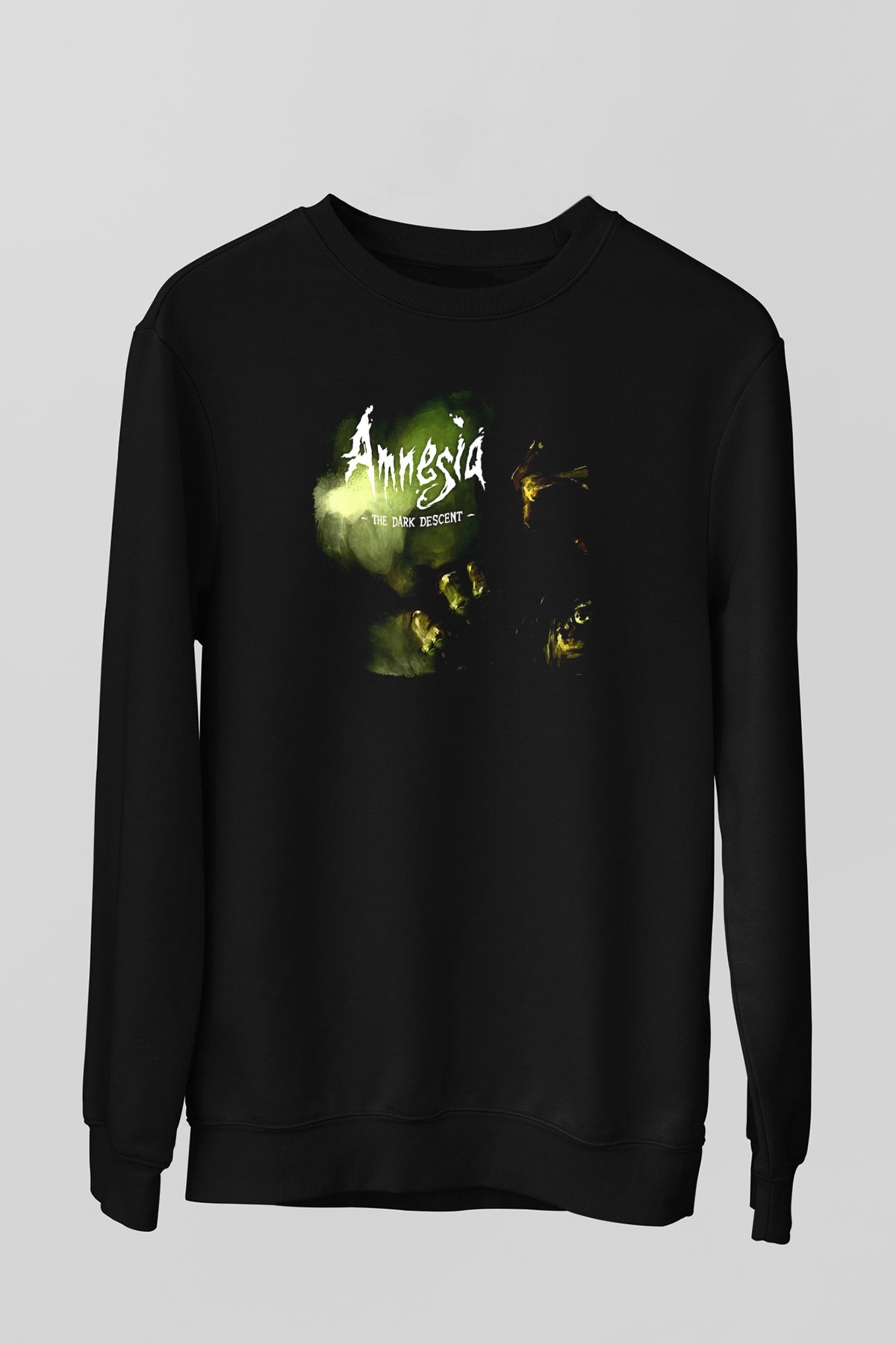 Amnesia Baskılı Unisex Siyah Sweatshirt
