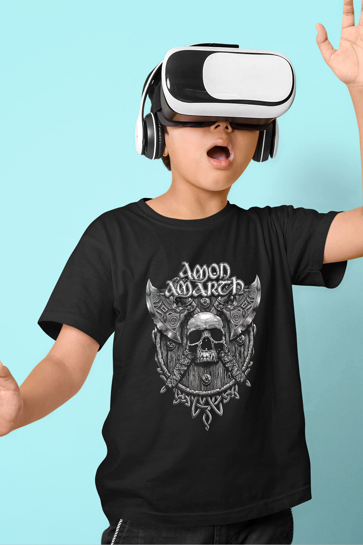 Amon Amarth Baskılı Siyah Unisex Çocuk Tişört