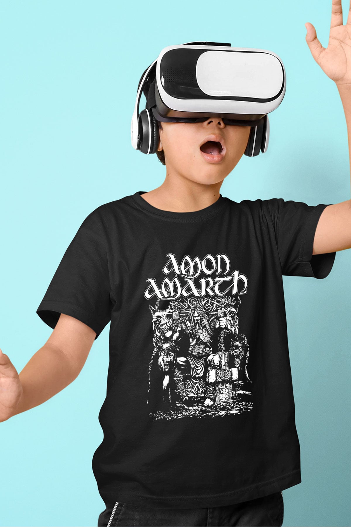 Amon Amarth Baskılı Siyah Unisex Çocuk Tişört