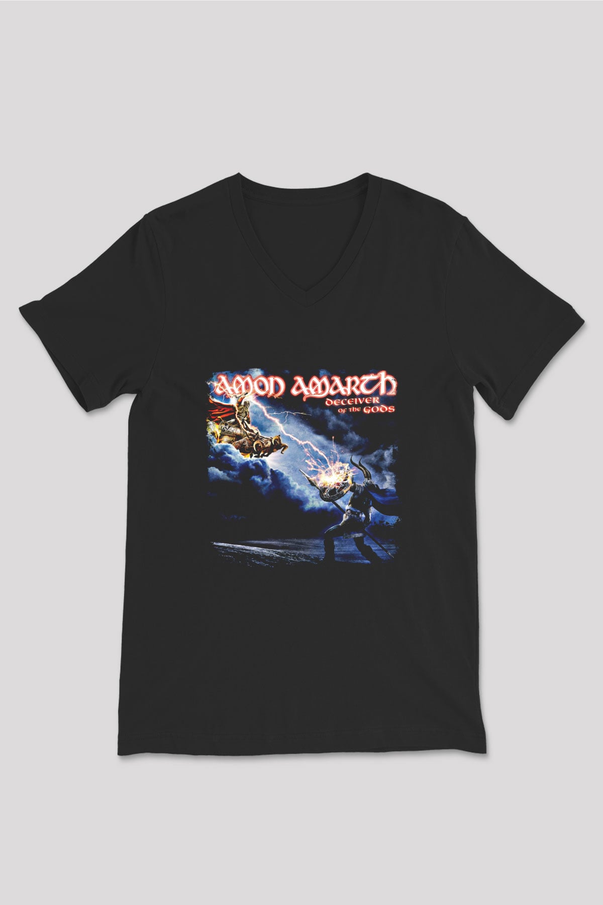 Amon Amarth Baskılı Unisex Siyah V Yaka Tişört