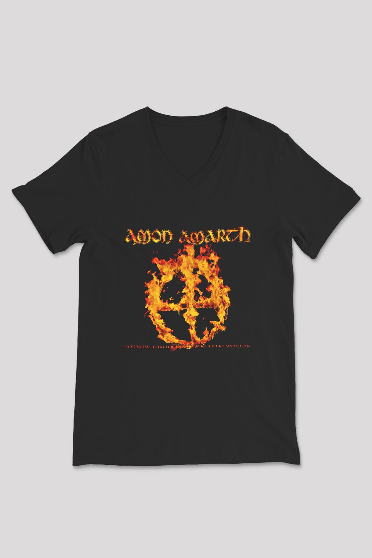 Amon Amarth Baskılı Unisex Siyah V Yaka Tişört