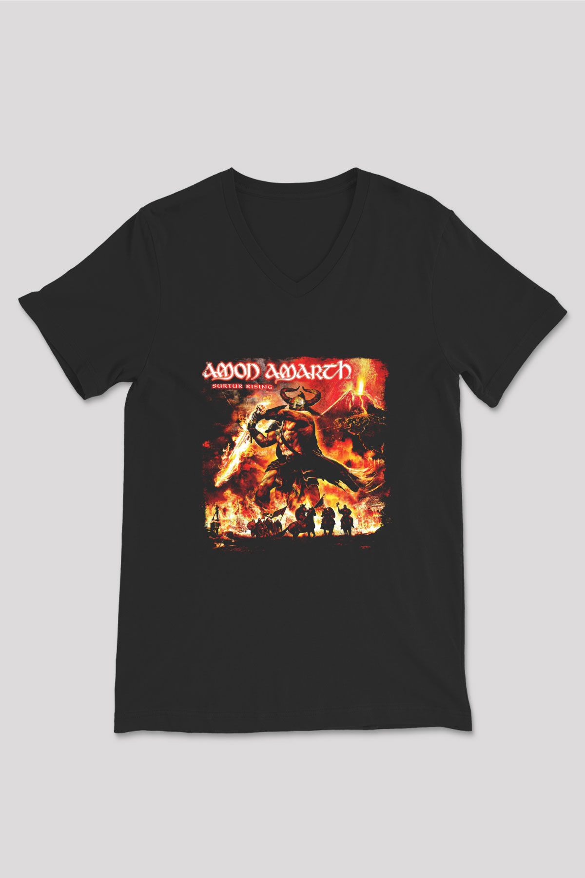 Amon Amarth Baskılı Unisex Siyah V Yaka Tişört