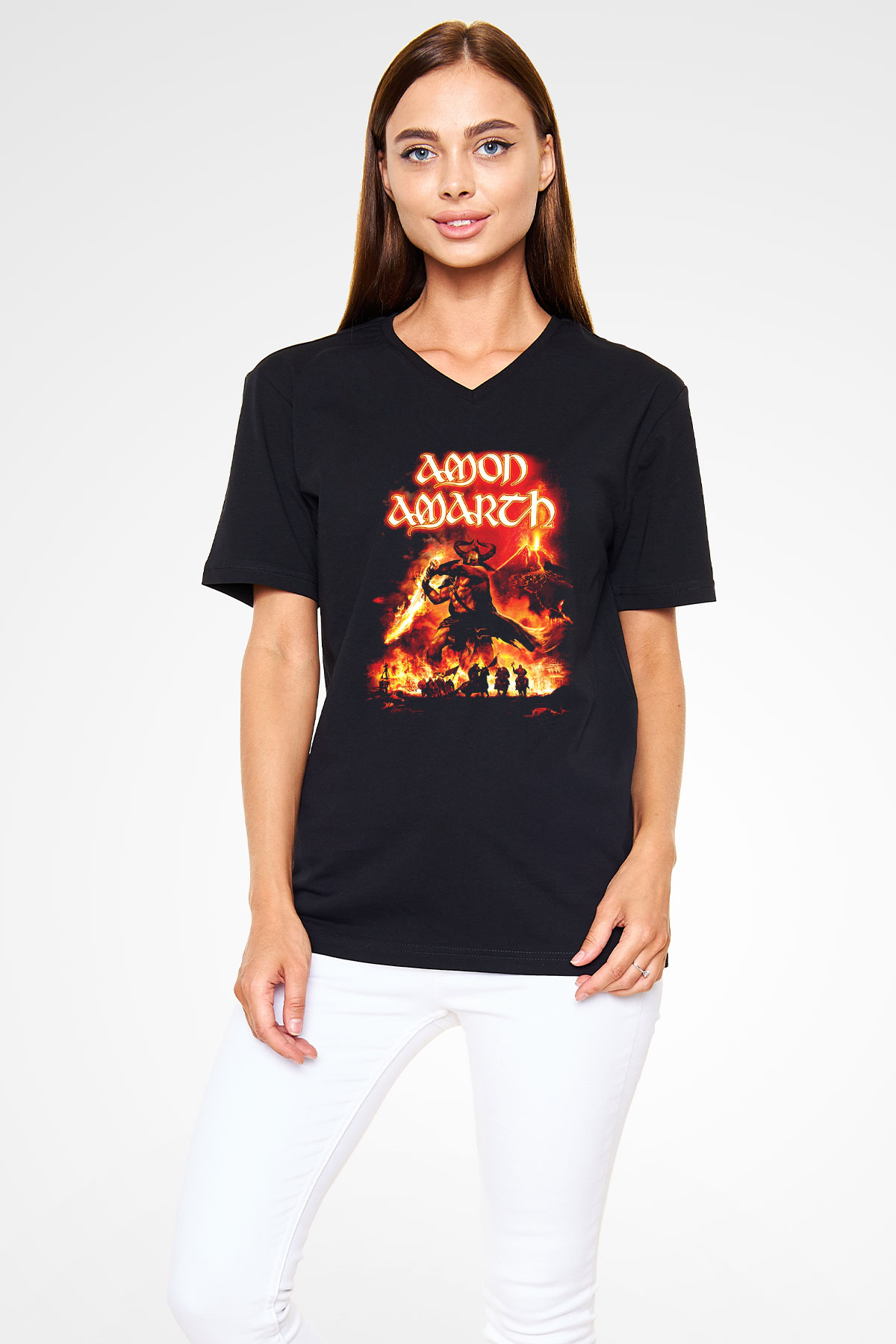 Amon Amarth Siyah Unisex V Yaka Tişört T-Shirt